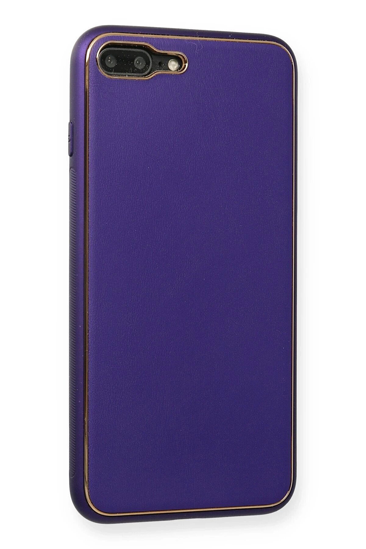 İphone 7 Plus Kılıf Coco Deri̇ Si̇li̇kon Kapak - Mor - Dropx5045-3972
