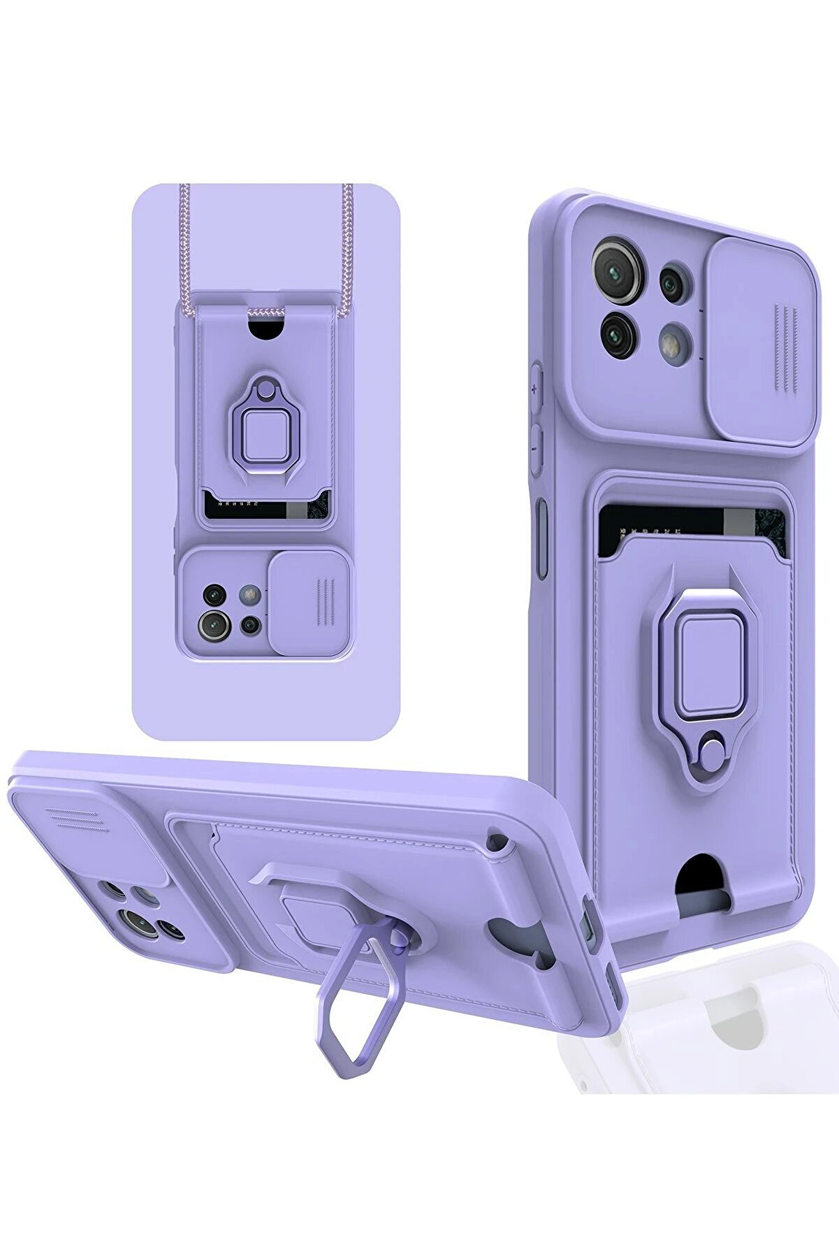 CepteToptan Xiaomi Mİ 11 Lite Kılıf Zuma Kartvizitli Y&uuml;z&uuml;kl&uuml; Silikon - Lila - DROPX4418-3736