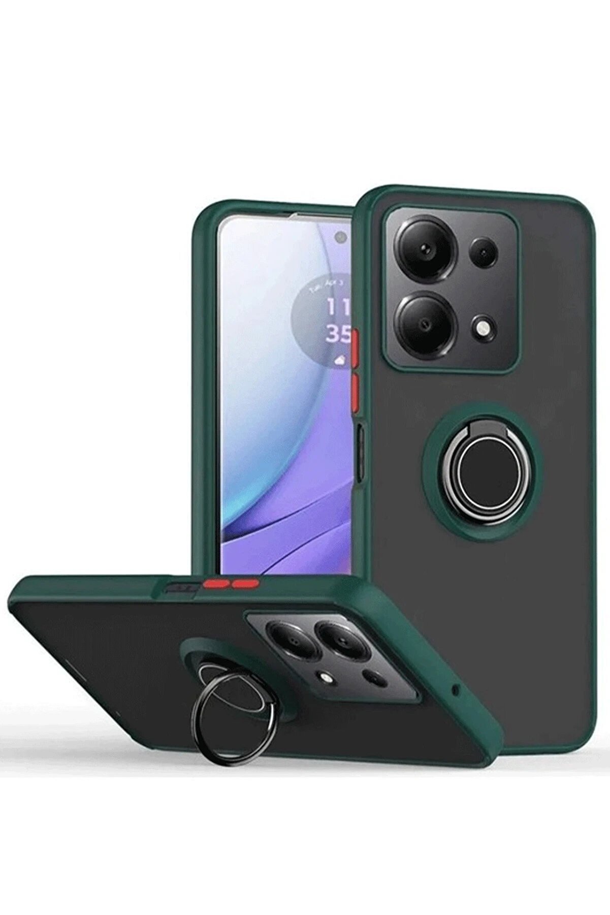 CepteToptan Xiaomi Redmi Note 13 Pro 5G Kılıf Montreal Yüzüklü Silikon Kapak - Yeşil - DROPX6686-7634