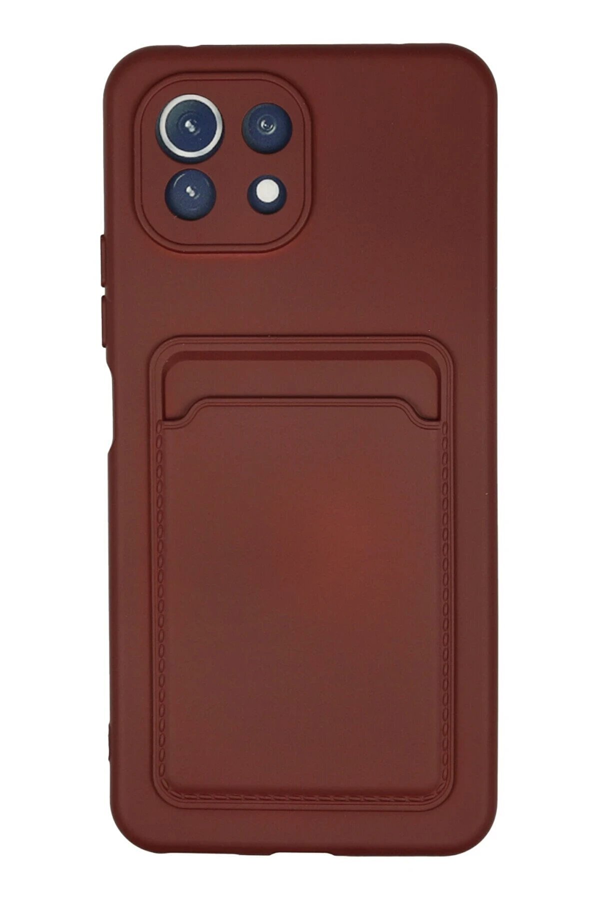 CepteToptan Xiaomi Mi 11 Kılıf Kelvin Kartvizitli Silikon - Bordo - DROPX5278-1921