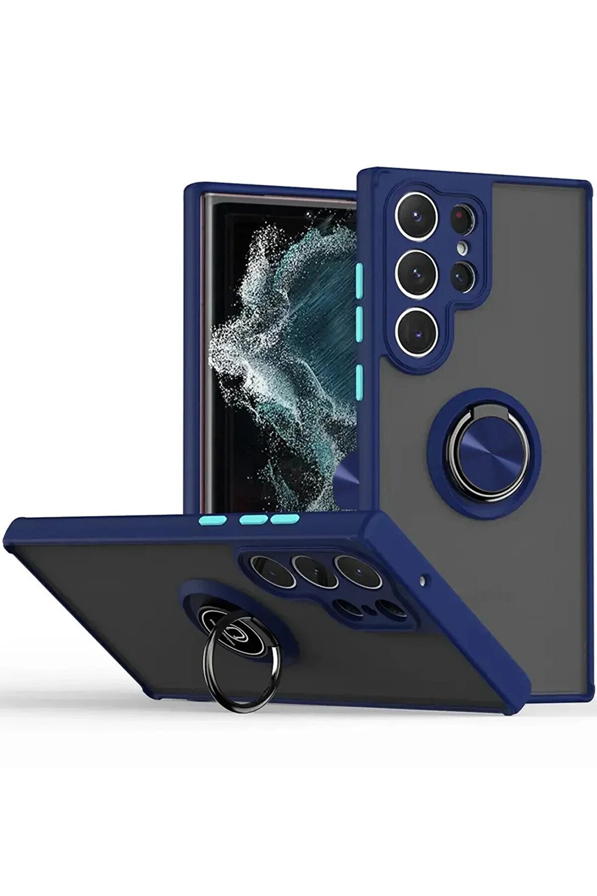 CepteToptan Samsung Galaxy S25 Ultra Kılıf Montreal Yüzüklü Silikon Kapak - Lacivert - DROPX1494-1230