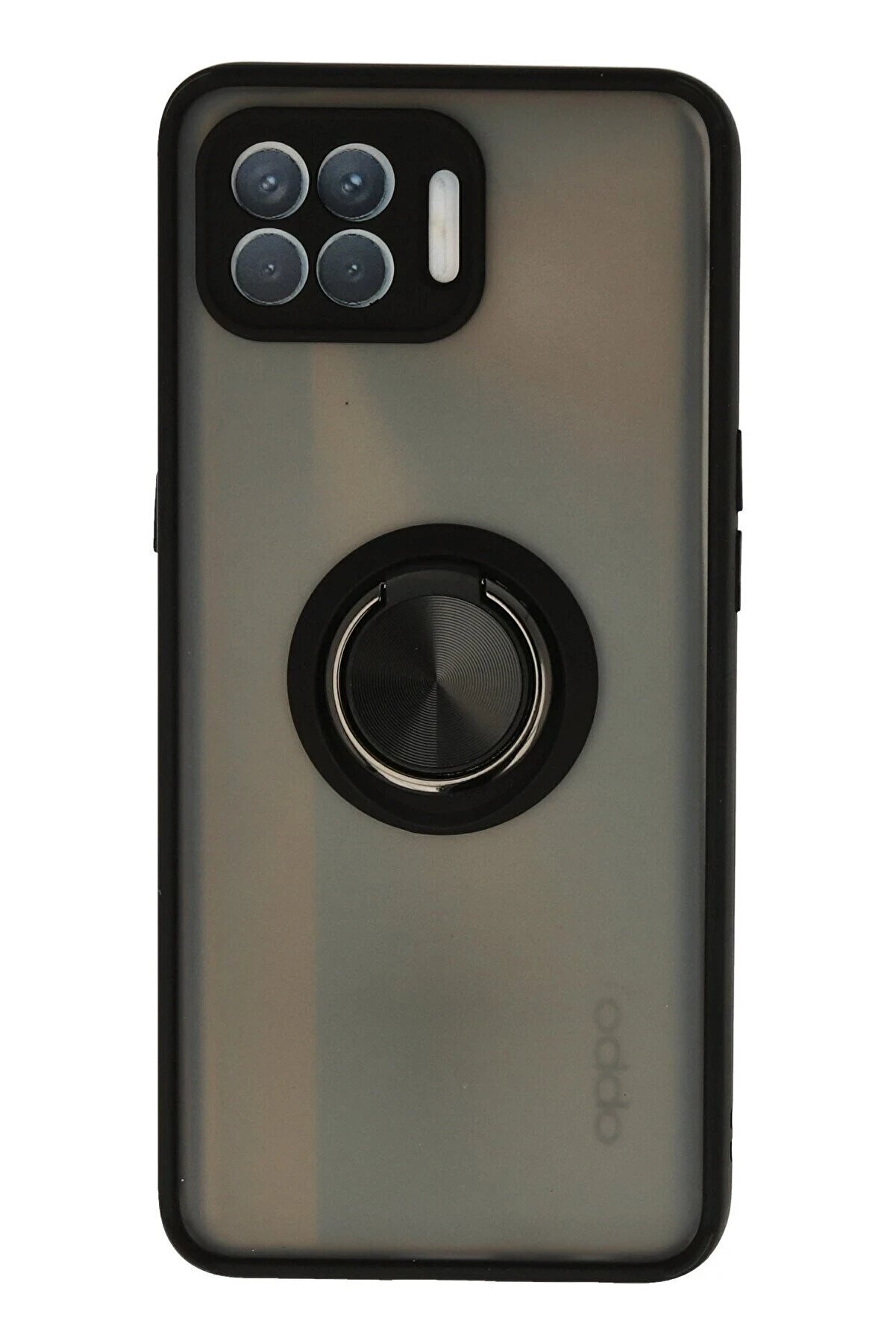 CepteToptan Oppo Reno 4 Lite Kılıf Montreal Yüzüklü Silikon Kapak - Siyah - DROPX6370-5076