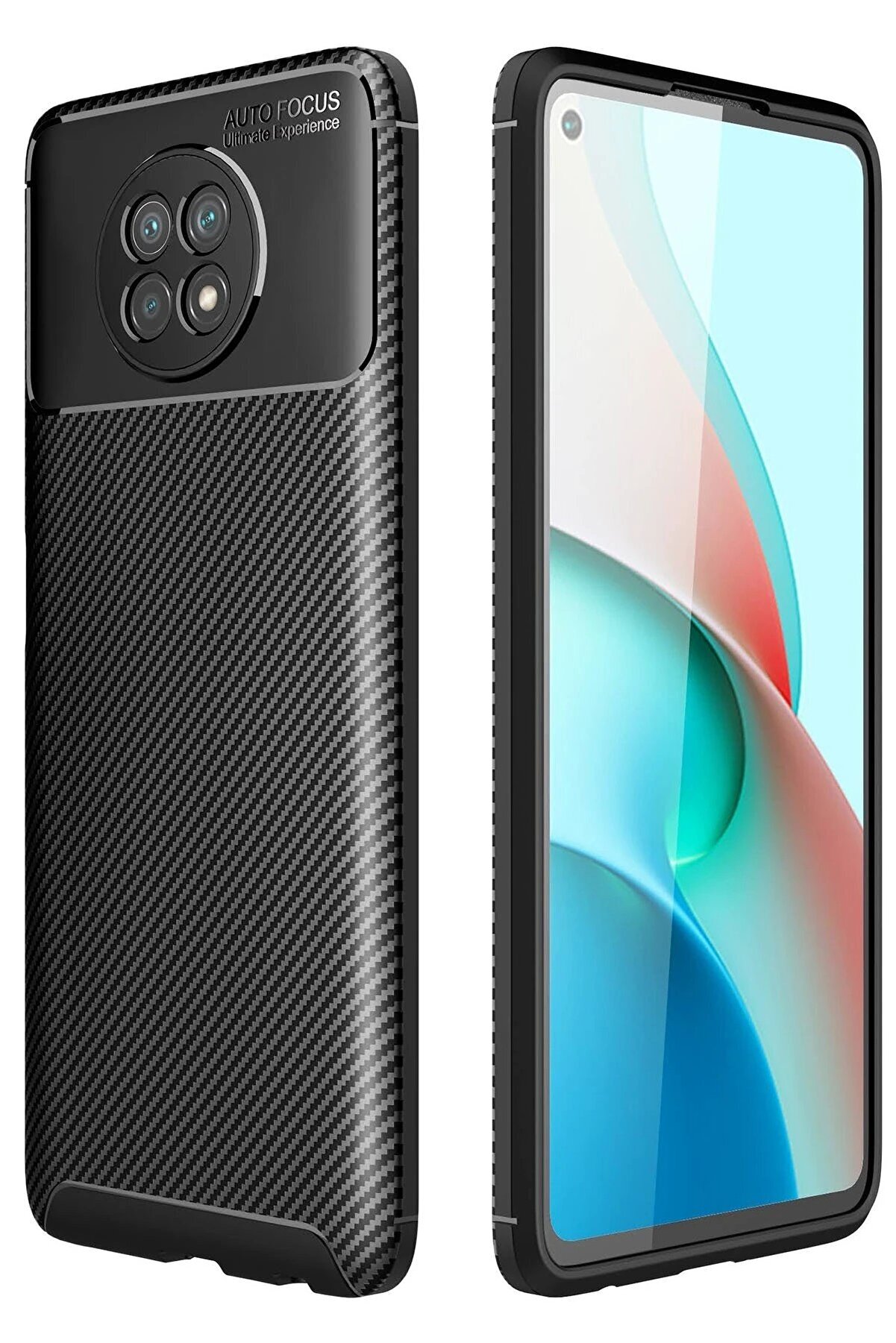 CepteToptan Xiaomi Redmi Note 9 5G Kılıf Auto Focus Karbon Kapak - Siyah - DROPX2297-2675