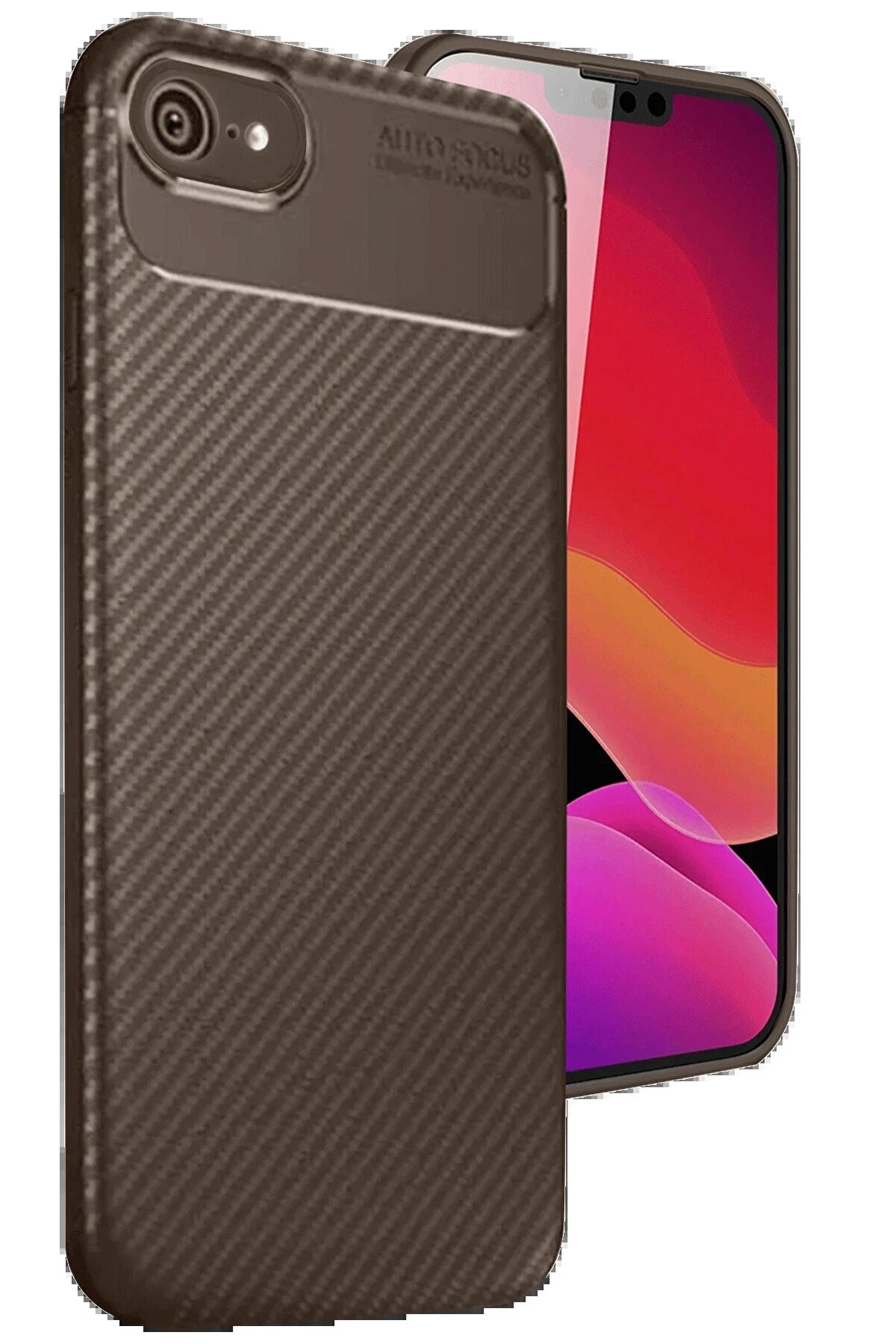 CepteToptan iPhone 16E Kılıf Auto Focus Karbon Kapak - Kahverengi - DROPX3413-2588