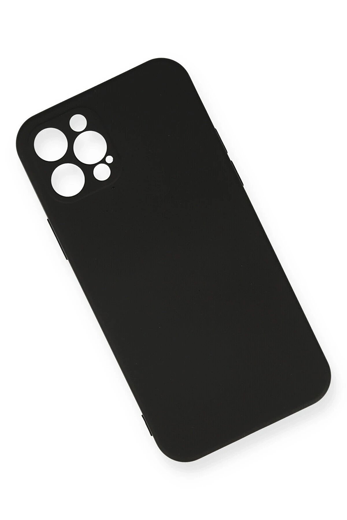 İphone 12 Pro Max Kılıf Nano İçi̇ Kadi̇fe Si̇li̇kon - Si̇yah - Dropx8833-5188