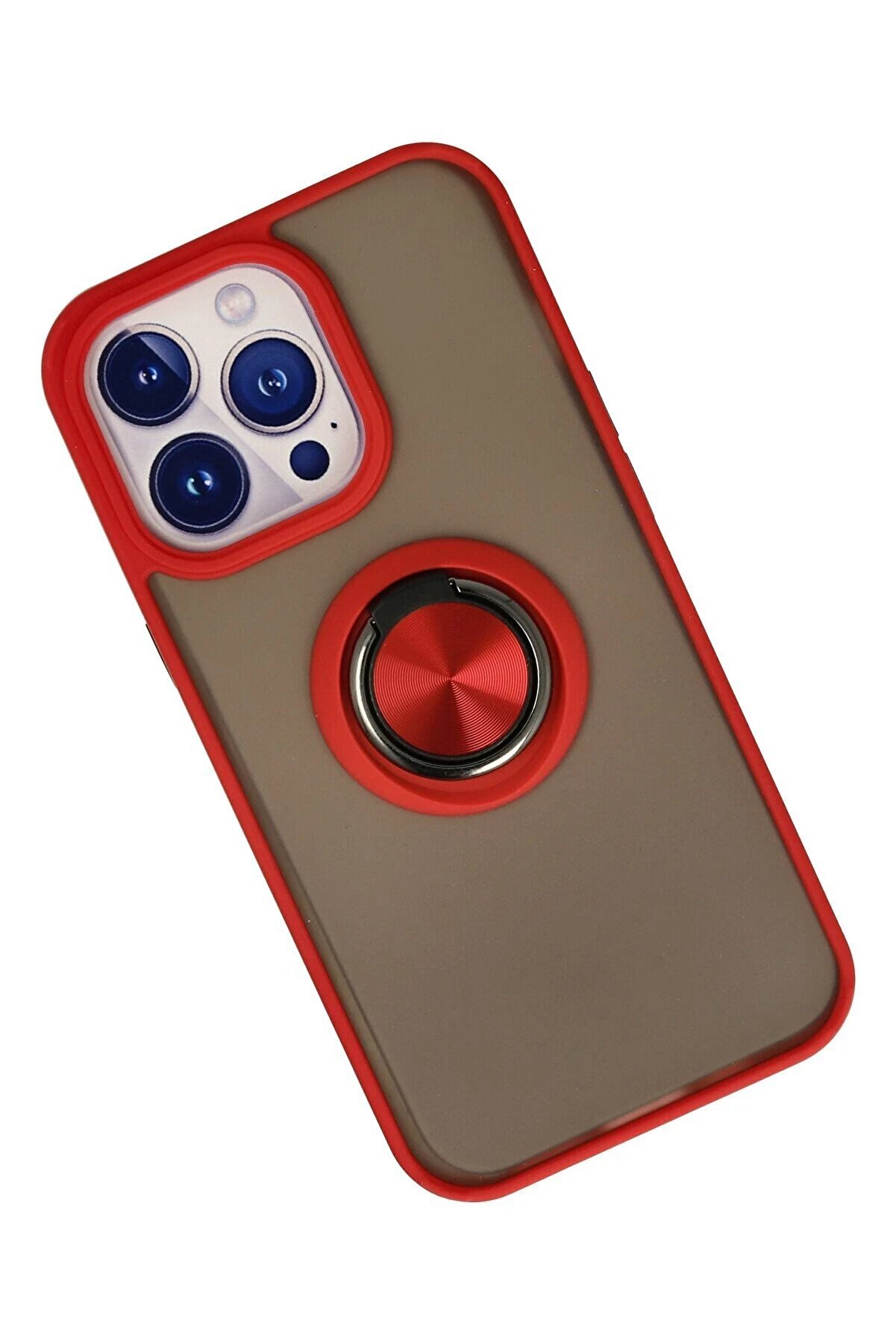 İphone 13 Pro Max Kılıf Montreal Yüzüklü Si̇li̇kon Kapak - Kırmızı - Dropx9392-2958