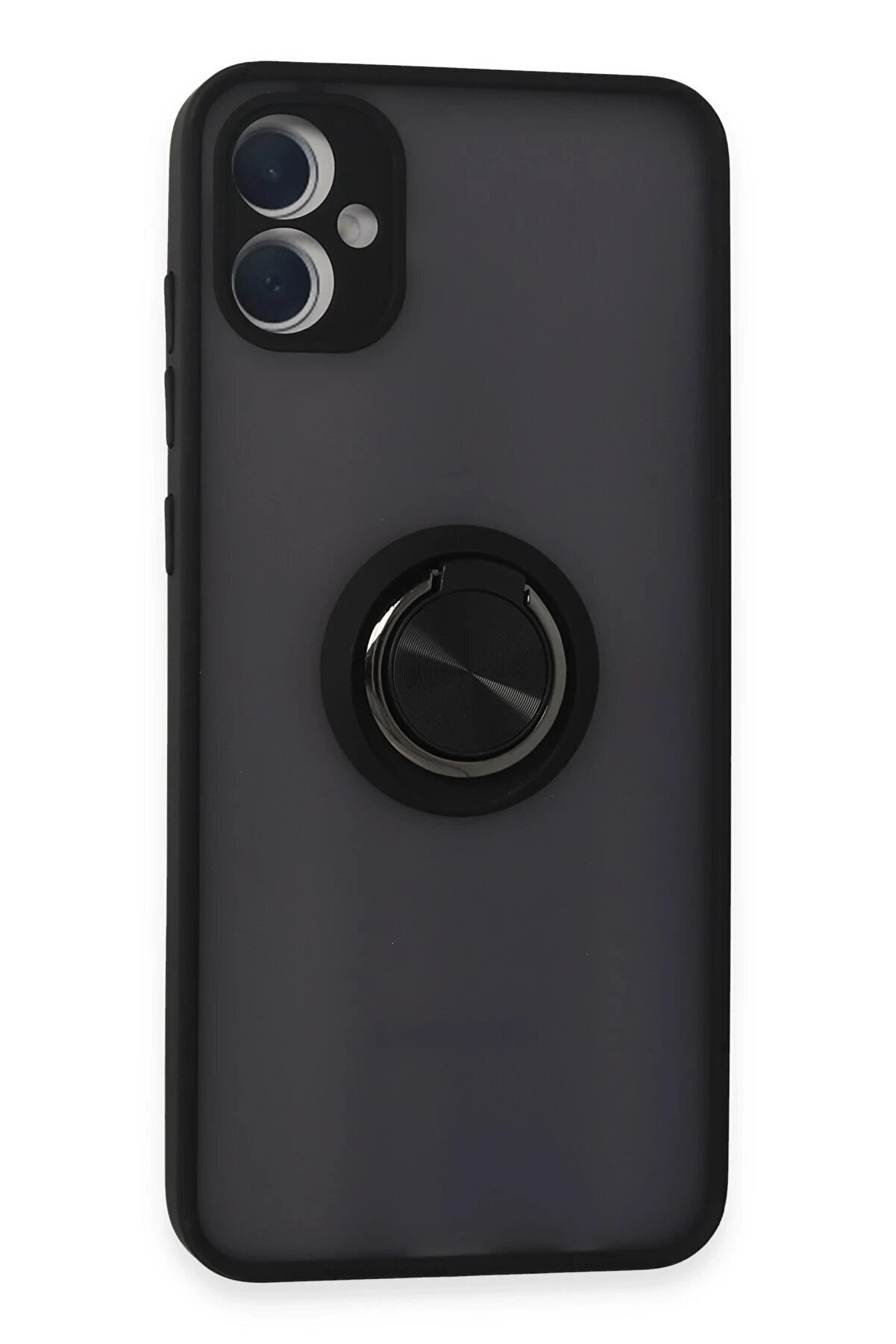 CepteToptan Samsung Galaxy A05 Kılıf Montreal Yüzüklü Silikon Kapak - Siyah - DROPX1467-2955