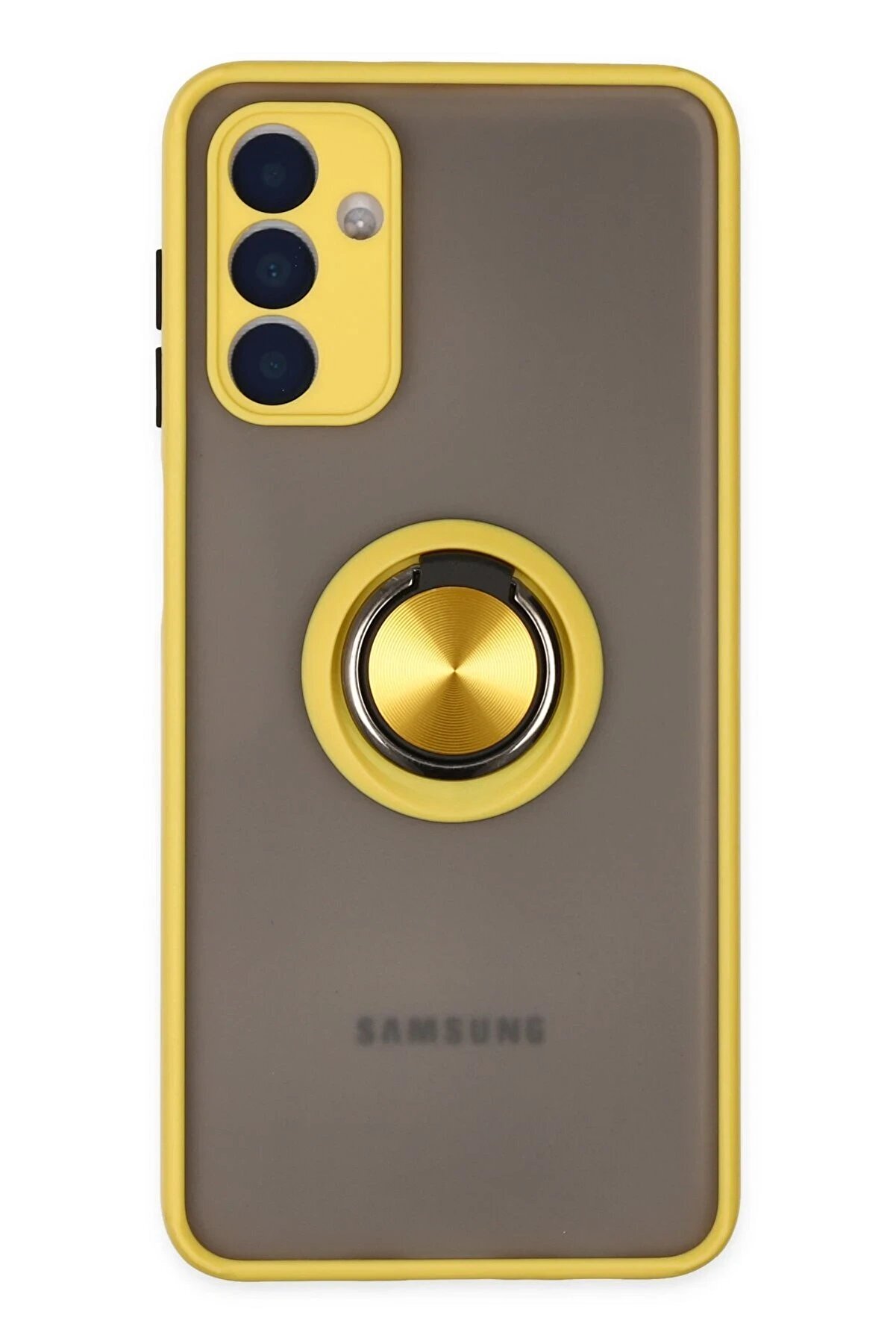 CepteToptan Samsung Galaxy A04S Kılıf Montreal Yüzüklü Silikon Kapak - Sarı - DROPX6395-8183