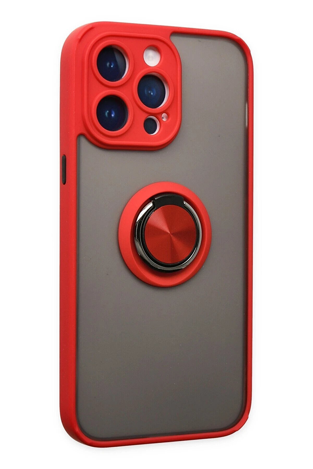 İphone 14 Pro Max Kılıf Montreal Yüzüklü Si̇li̇kon Kapak - Kırmızı - Dropx4078-3604