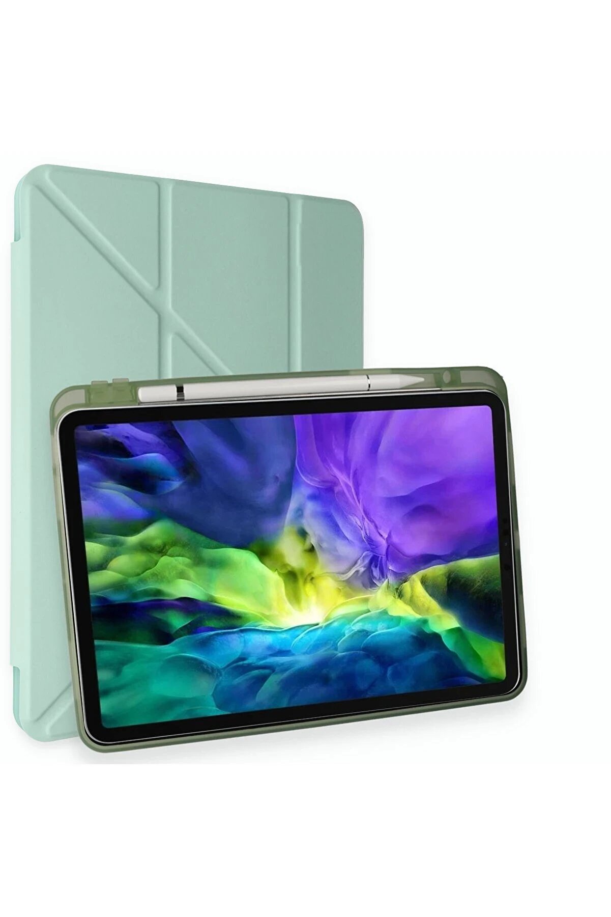 CepteToptan iPad Pro 11 (2024) Kılıf Kalemlikli Mars Tablet Kılıfı - Açık Yeşil - DROPX5772-5502