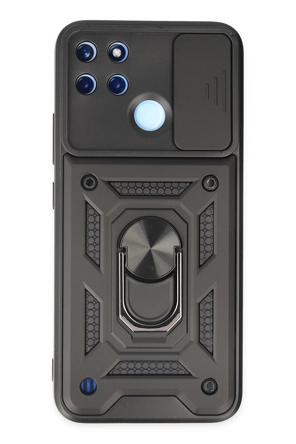 CepteToptan Realme C25Y Kılıf Pars Lens Yüzüklü Silikon - Siyah - DROPX4321-9625