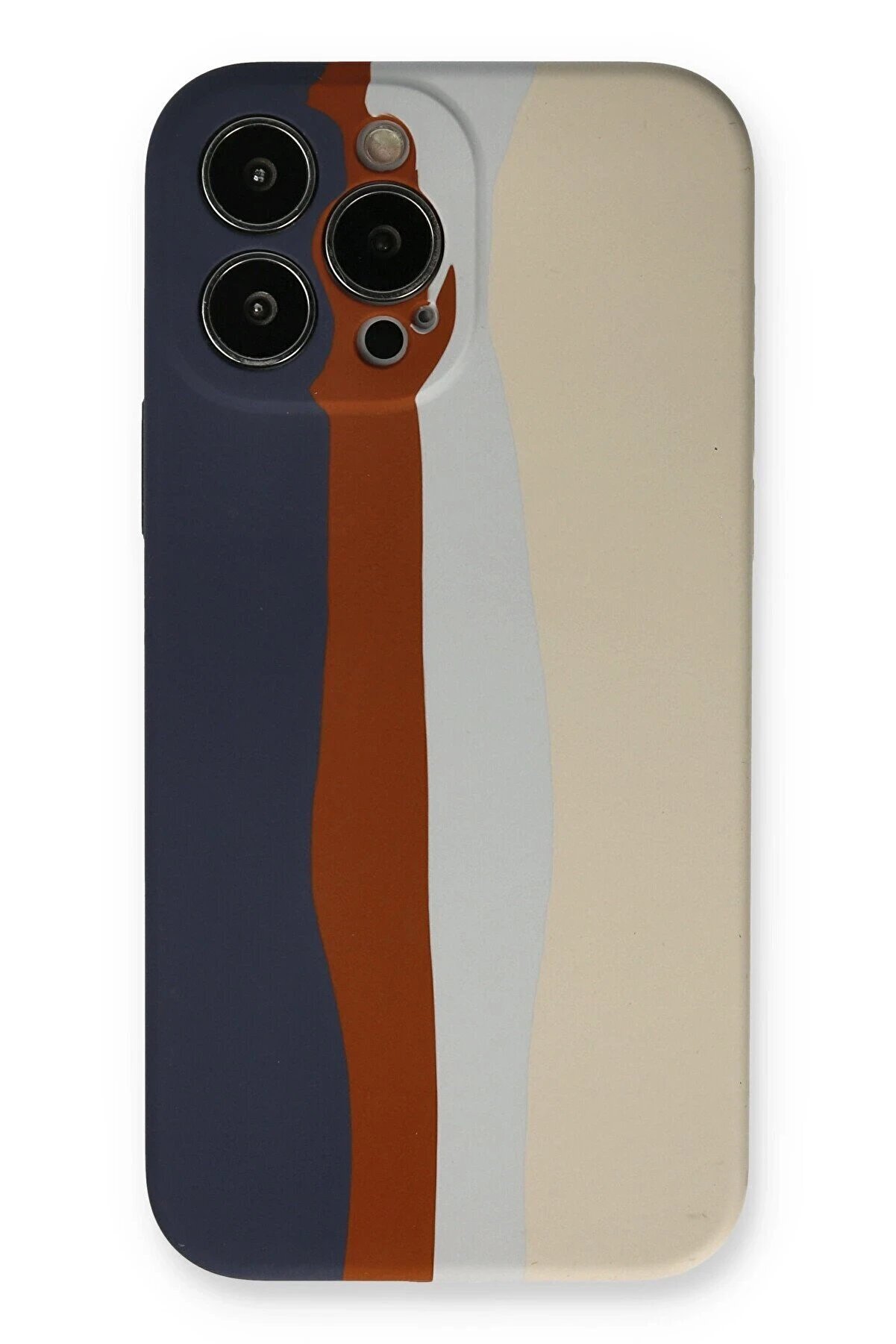 CepteToptan iPhone 13 Pro Kılıf Ebruli Lansman Silikon - Lacivert-Krem - DROPX6941-4409