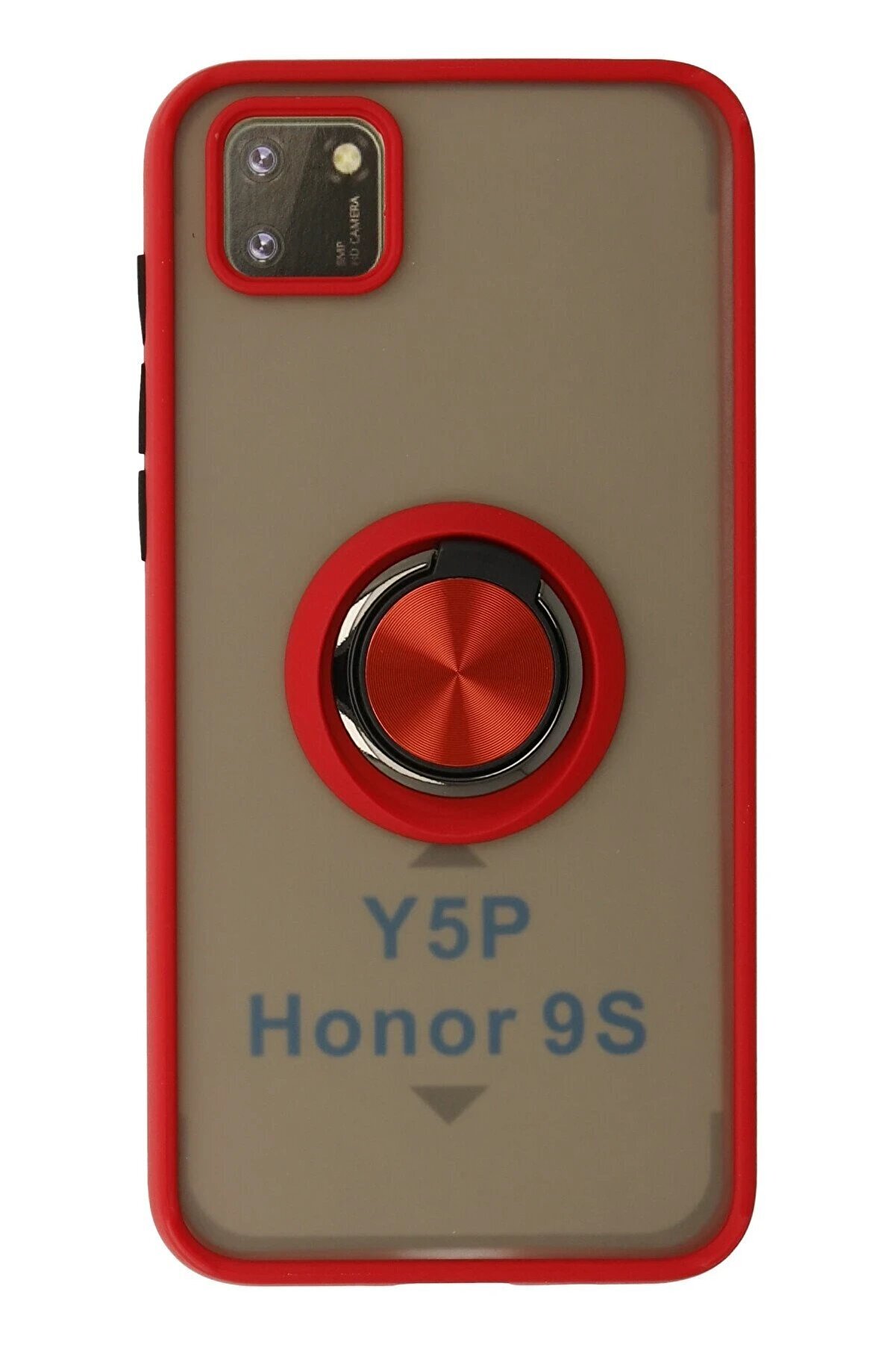 CepteToptan Huawei Y5P Kılıf Montreal Yüzüklü Silikon Kapak - Kırmızı - DROPX2631-5662