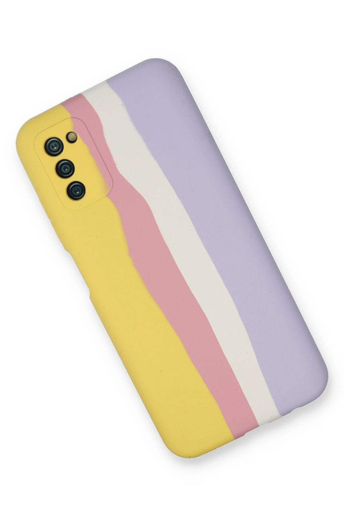 Samsung Galaxy A03S Kılıf Ebruli̇ Lansman Si̇li̇kon - Sarı-Mavi̇ - Dropx4822-9367