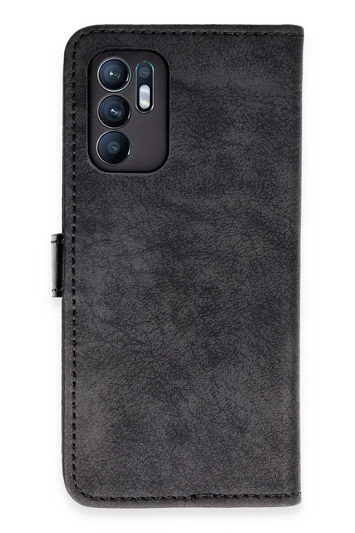 CepteToptan Oppo Reno 6 Kılıf Trend S Plus Kapaklı Kılıf - Siyah - DROPX3784-1026