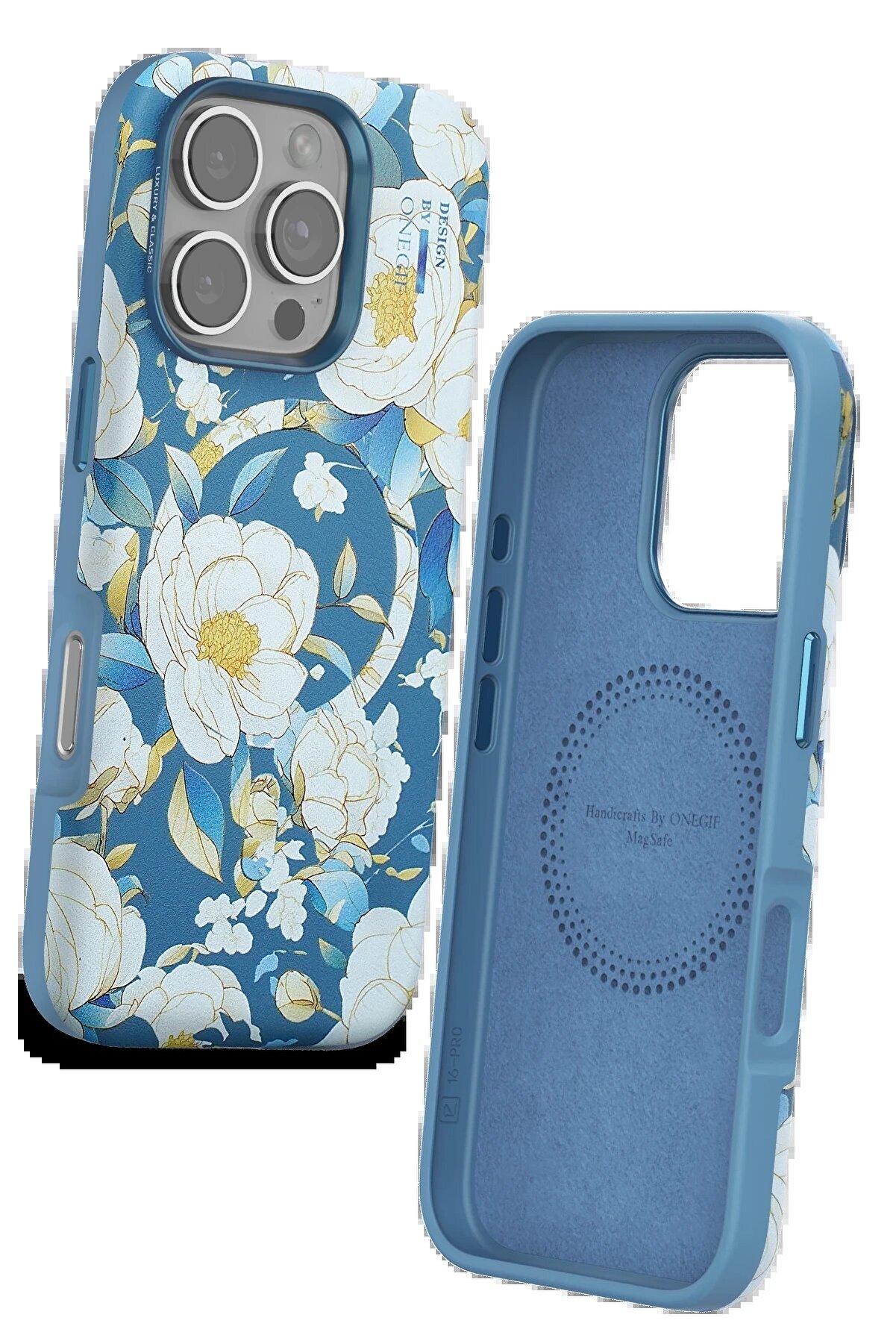 İphone 16 Pro Flower Seri̇es Magsafe Kapak - Mavi̇ - Dropx7502-7211