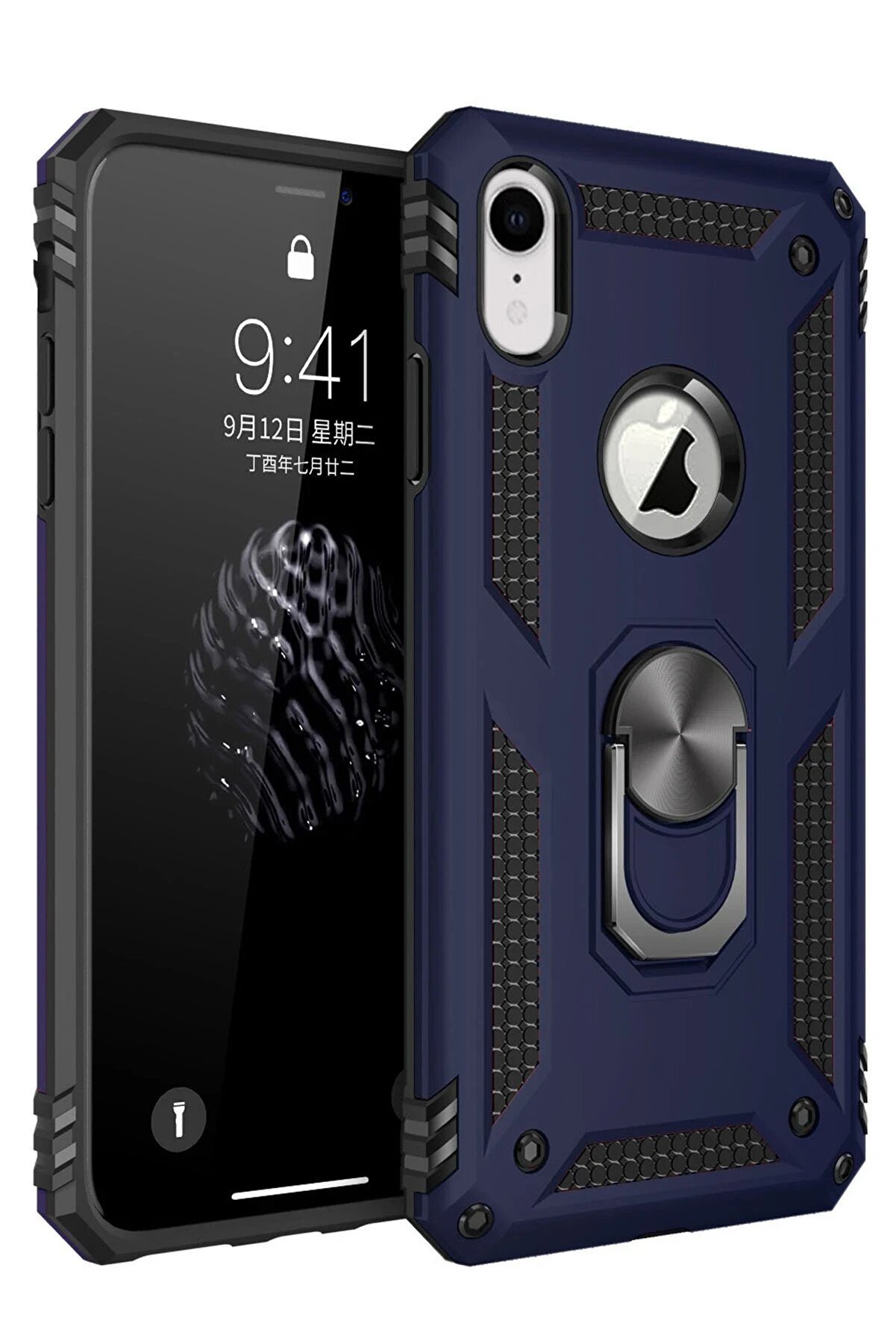 CepteToptan iPhone XR Kılıf Sofya Y&uuml;z&uuml;kl&uuml; Silikon Kapak - Lacivert - DROPX2241-4818