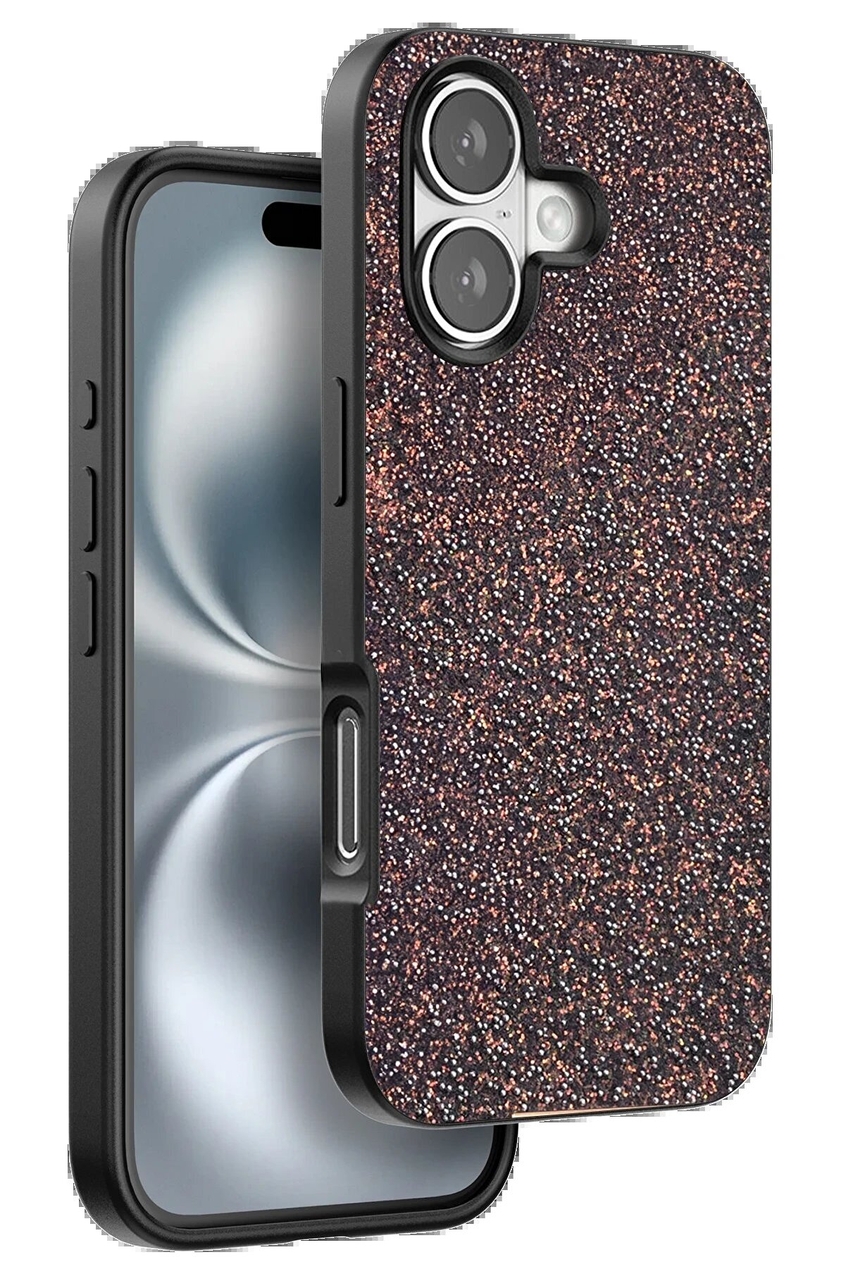 CepteToptan iPhone 16 Plus Bright Simli Kapak - Derin Mor - DROPX3427-5102