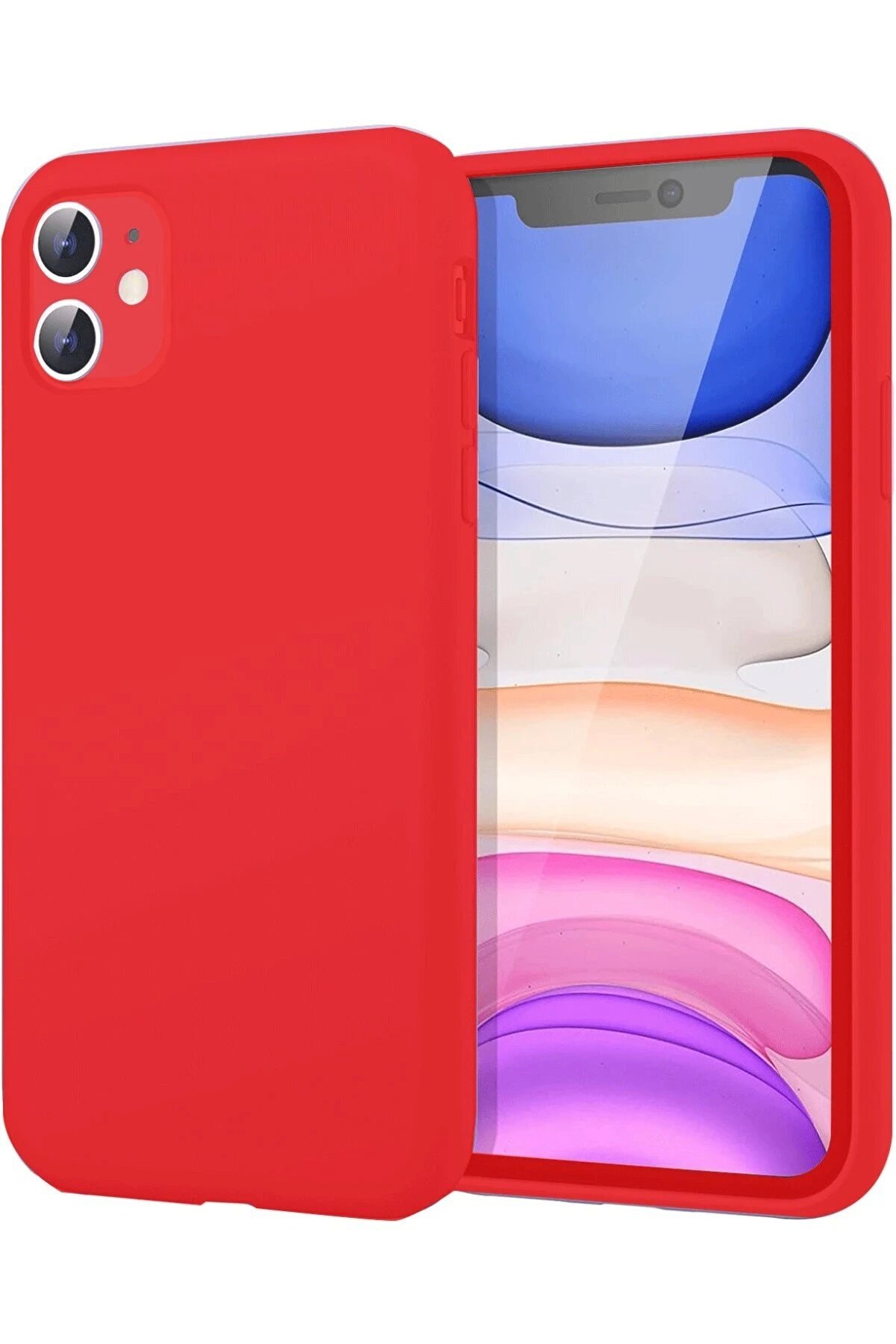 CepteToptan iPhone 11 Kılıf First Silikon - Kırmızı - DROPX2394-1955