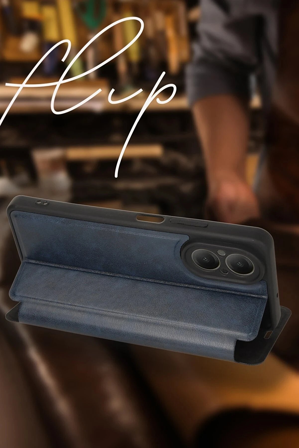 Oppo A38 Kılıf Fli̇p Cover - Laci̇vert - Dropx5095-6053