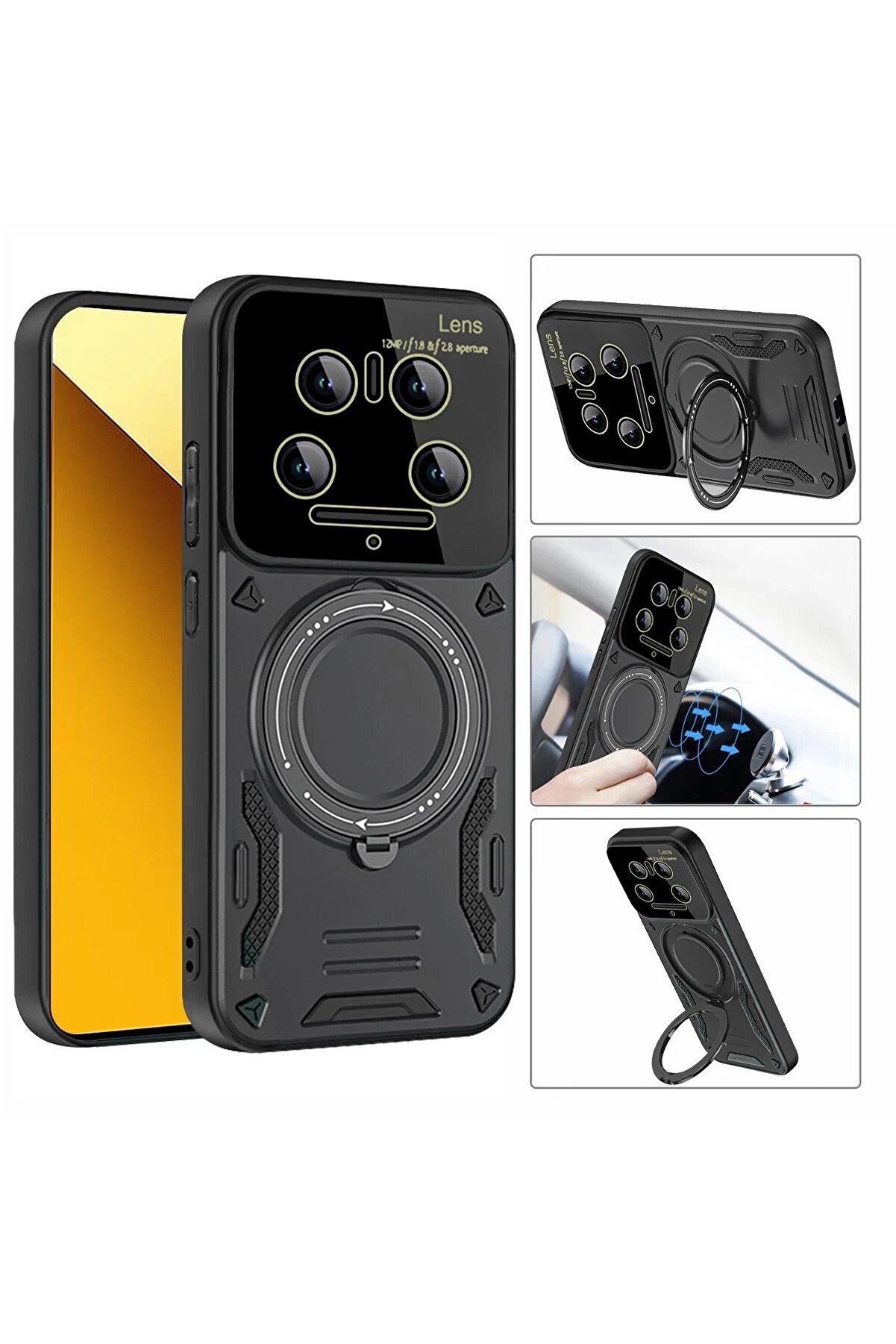 Xi̇aomi̇ Mi̇ 14 Ultra Kılıf Joy Lens Standlı Kapak - Laci̇vert - Dropx9384-2227