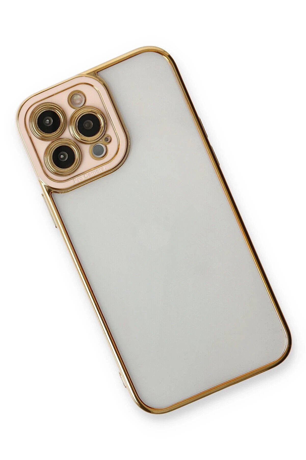 İphone 13 Pro Max Kılıf Li̇va Lens Si̇li̇kon - Pudra - Dropx1104-1777