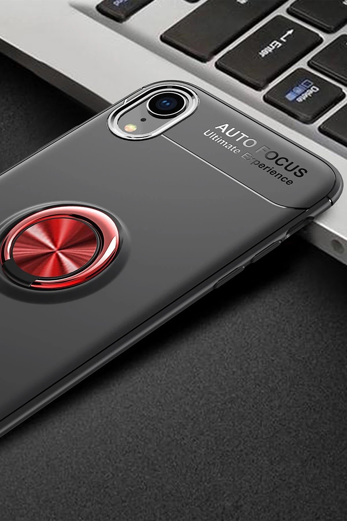 İphone Xr Kılıf Range Yüzüklü Si̇li̇kon - Si̇yah-Kırmızı - Dropx4864-9694