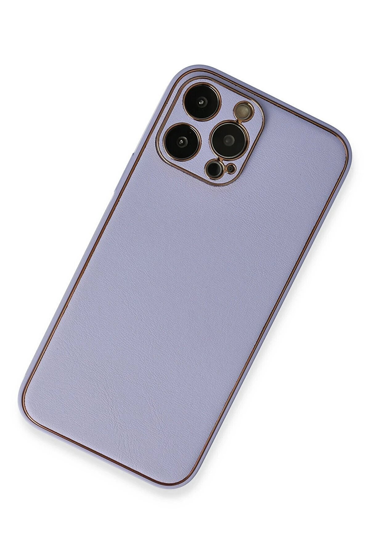 İphone 13 Pro Max Kılıf Coco Deri̇ Si̇li̇kon Kapak - Açık Li̇la - Dropx5254-3029