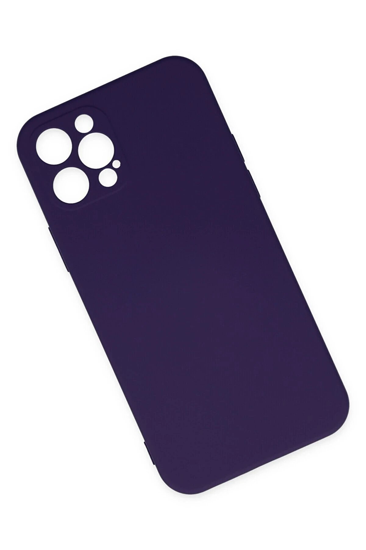 İphone 12 Pro Max Kılıf Nano İçi̇ Kadi̇fe Si̇li̇kon - Mor - Dropx4013-3428