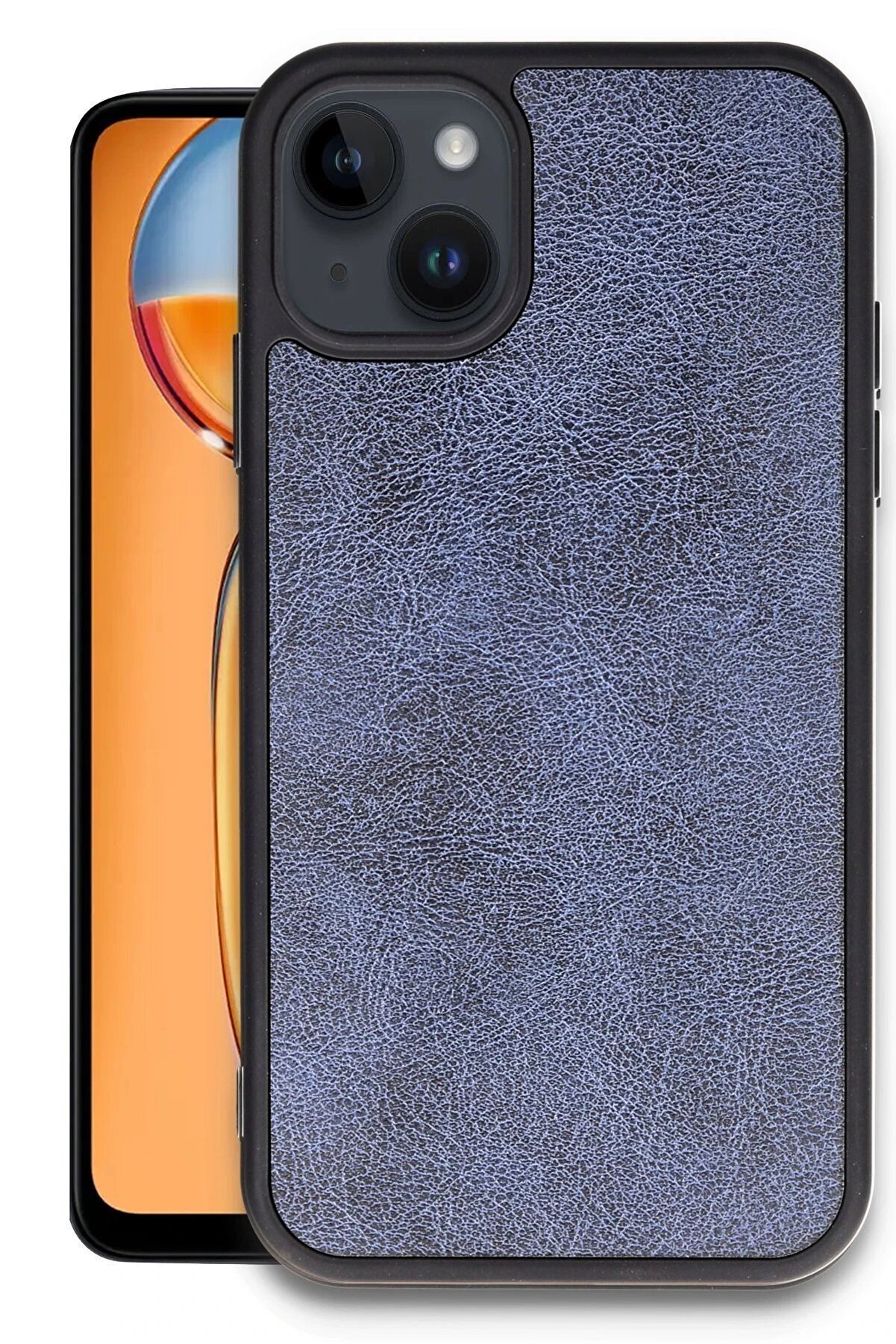 CepteToptan iPhone 14 Kılıf Aras Deri Kapak - Lacivert - DROPX9922-1333