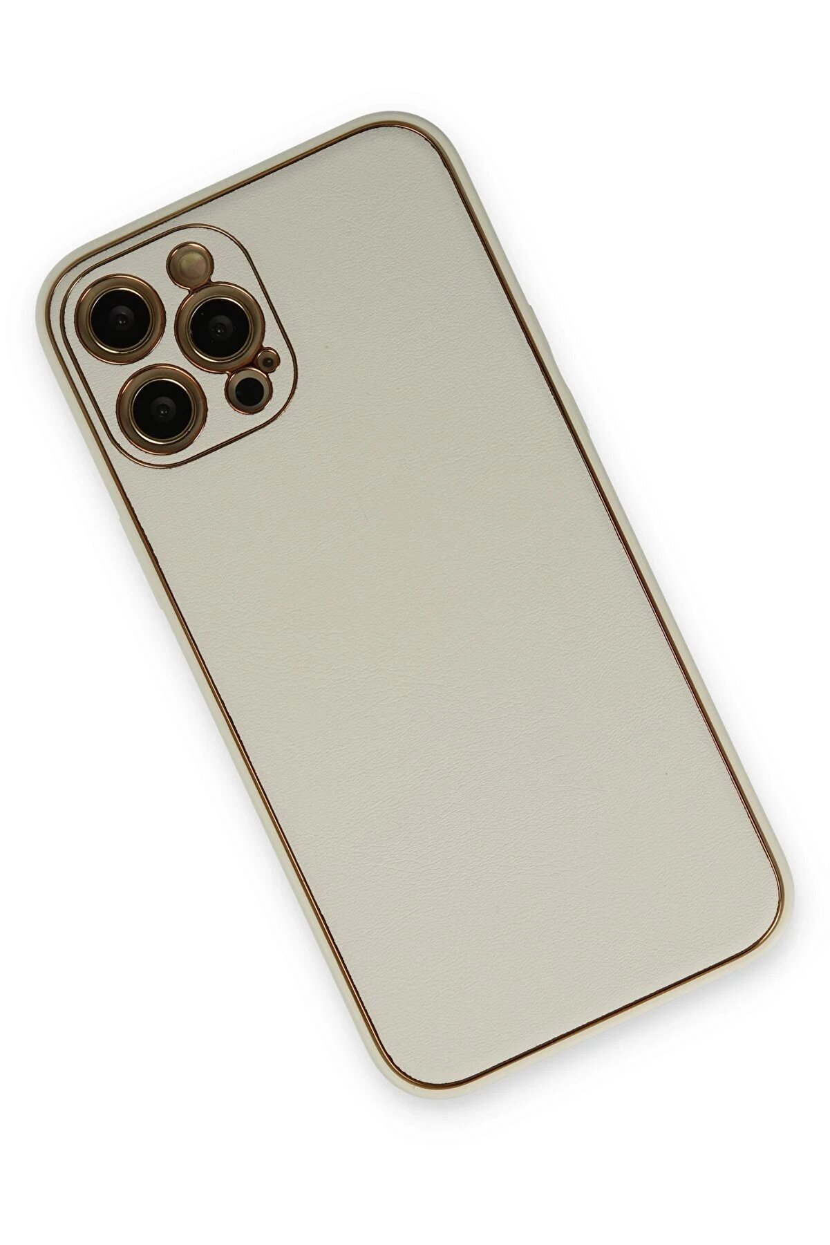 İphone 12 Pro Max Kılıf Coco Deri̇ Si̇li̇kon Kapak - Beyaz - Dropx4743-8074