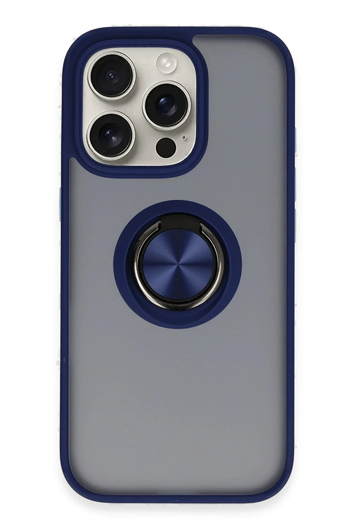 CepteToptan iPhone 16 Pro Max Kılıf Montreal Yüzüklü Silikon Kapak - Lacivert - DROPX7258-5614