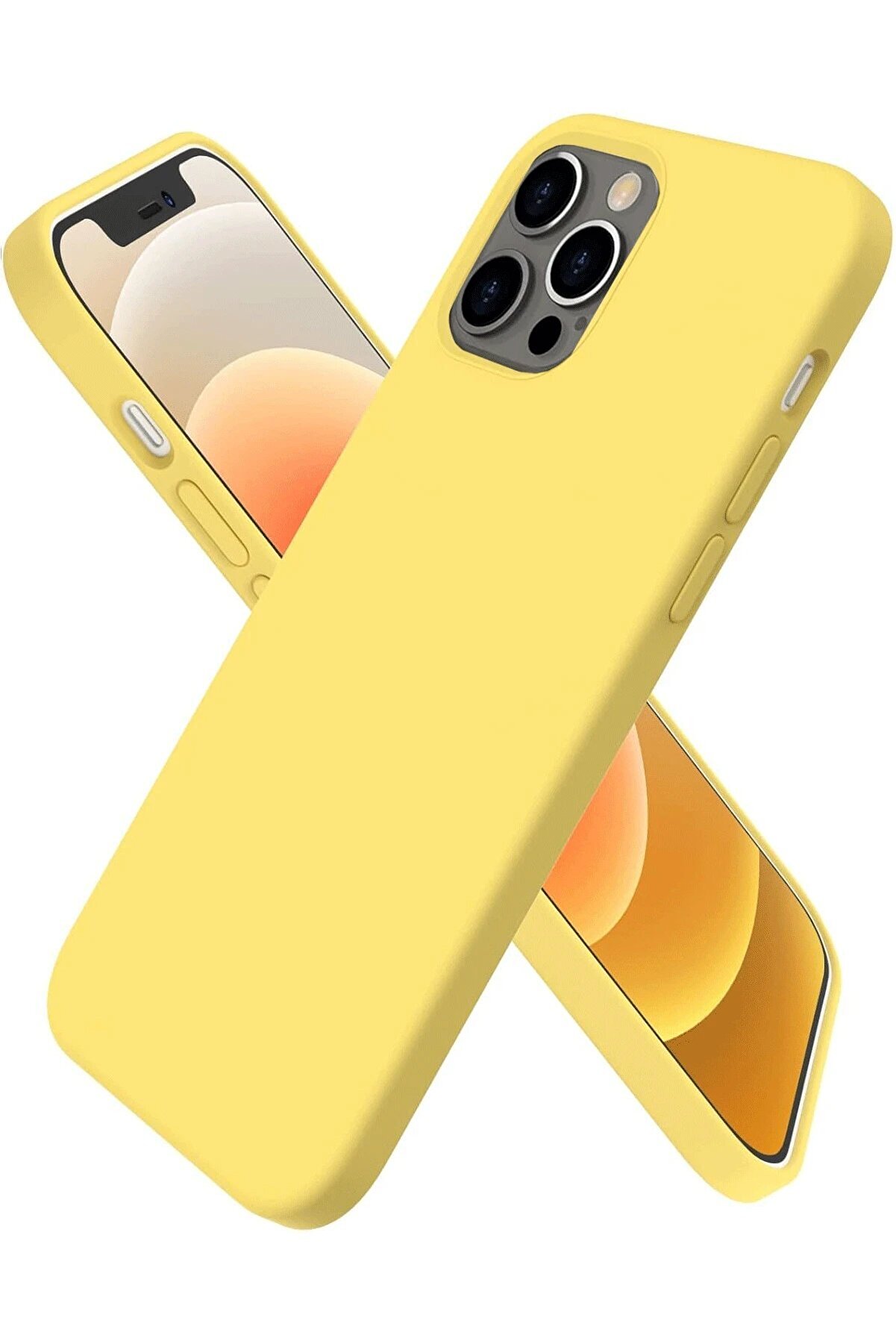 CepteToptan iPhone 12 Pro Max Kılıf First Silikon - Sarı - DROPX3559-4317