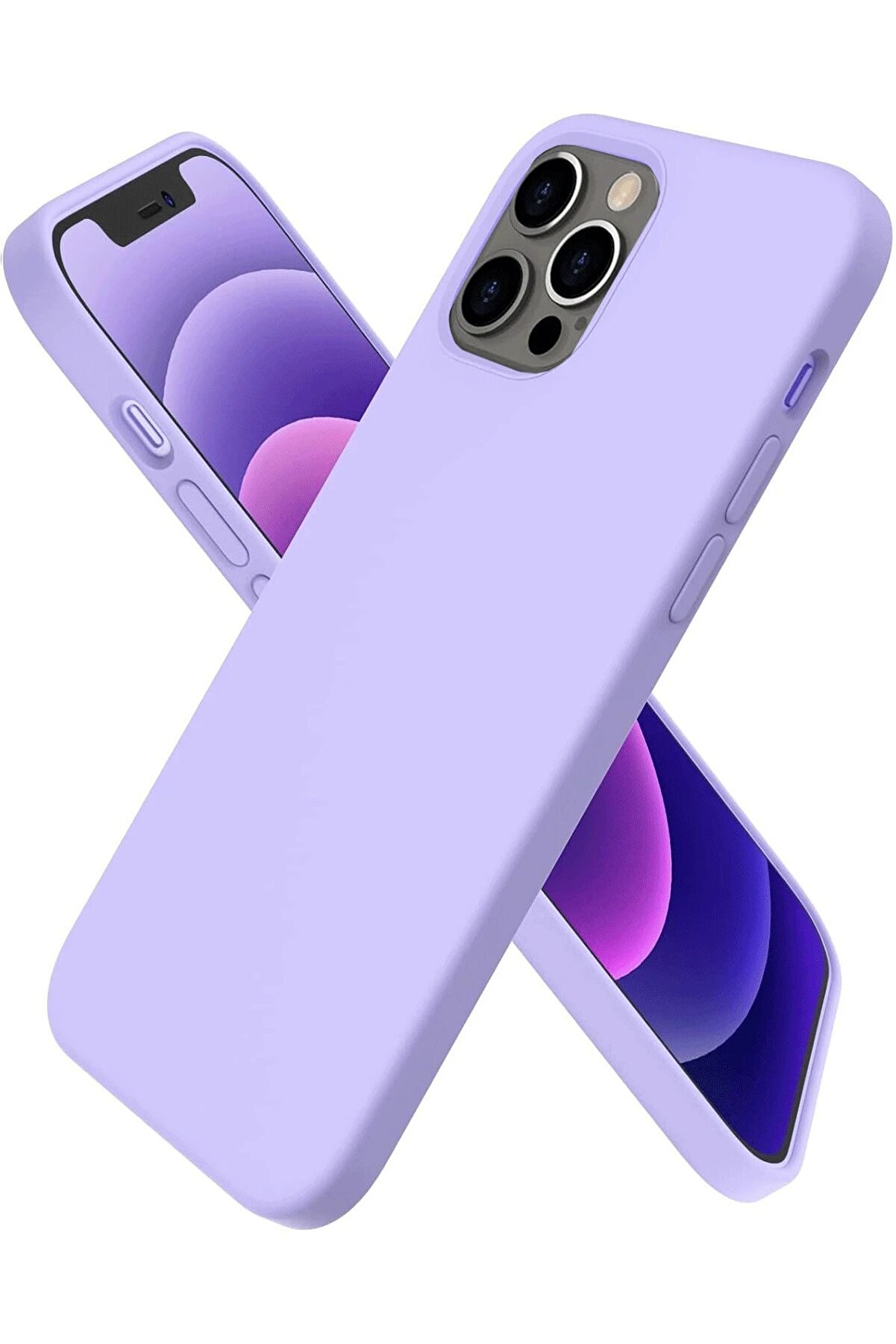 CepteToptan iPhone 12 Pro Max Kılıf First Silikon - Lila - DROPX7924-7799