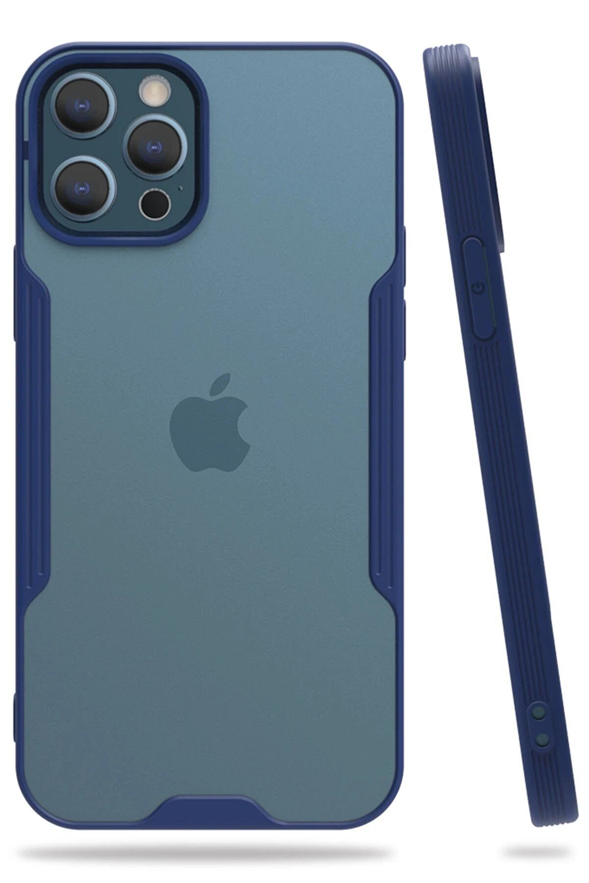 CepteToptan iPhone 12 Pro Max Kılıf Platin Silikon - Lacivert - DROPX3805-2534