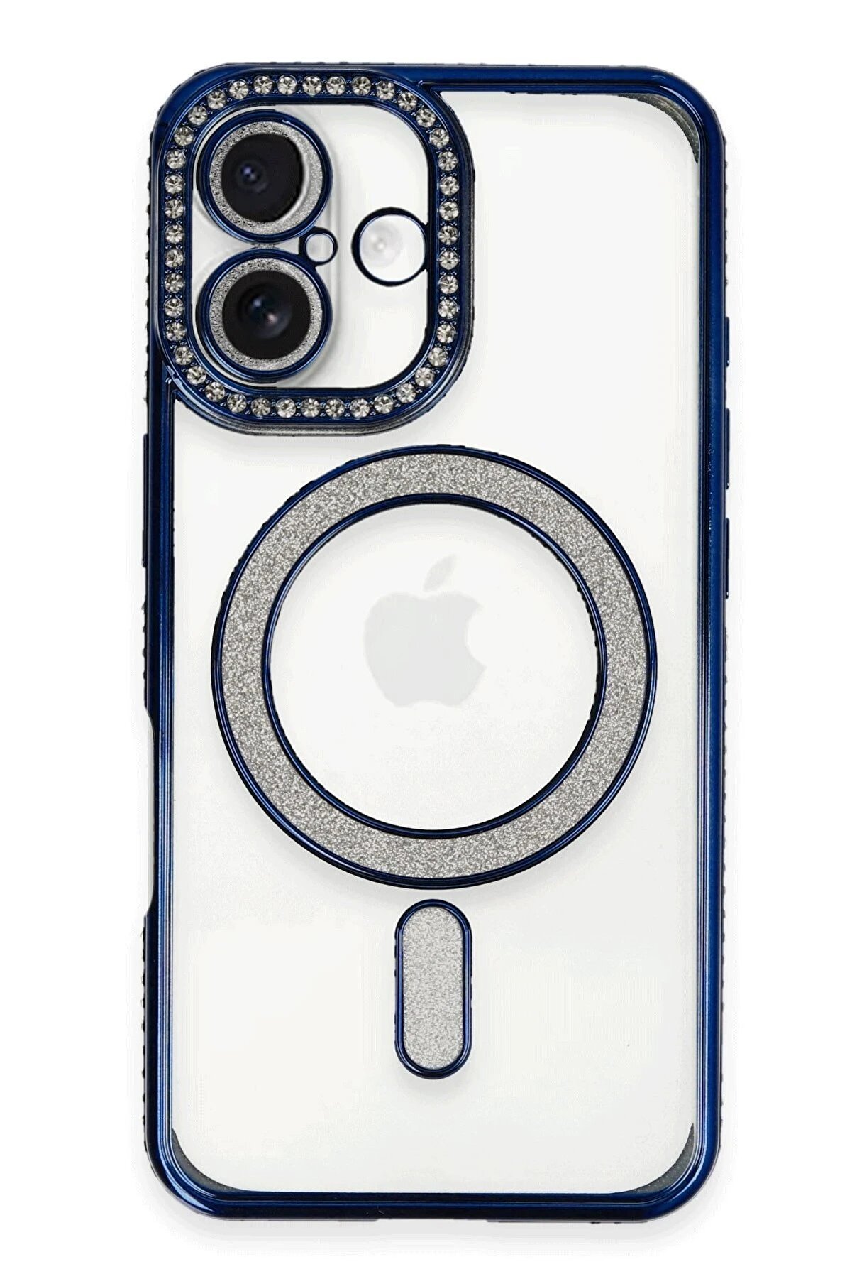 CepteToptan iPhone 16 Kılıf Joke Simli Magneticsafe Kılıf - Lacivert - DROPX3373-9888