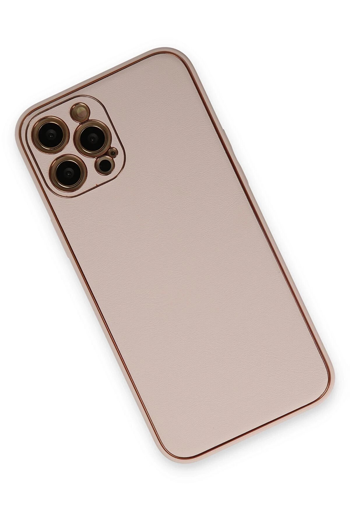 İphone 12 Pro Kılıf Coco Deri̇ Si̇li̇kon Kapak - Pudra - Dropx5666-1492