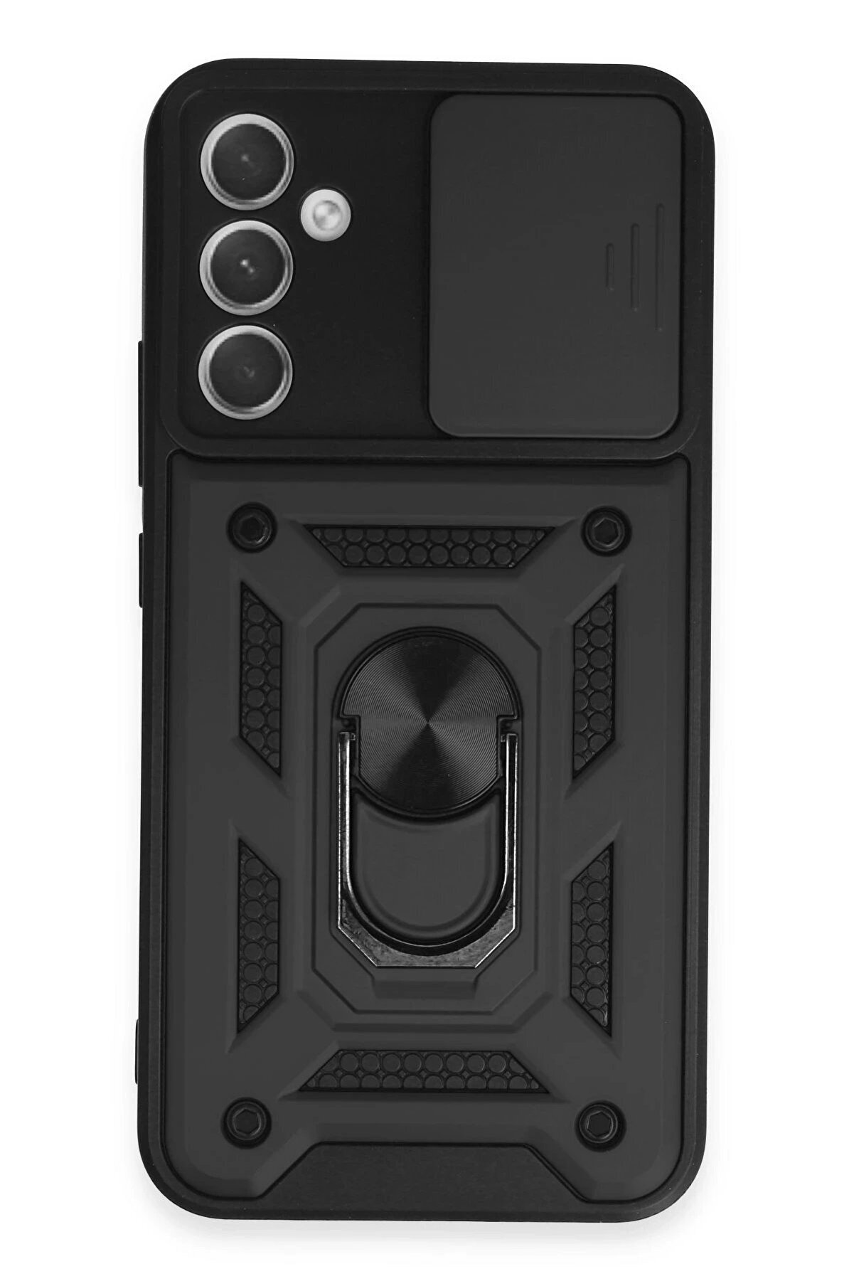 CepteToptan Samsung Galaxy A34 5G Kılıf Pars Lens Yüzüklü Silikon - Siyah - DROPX9586-6442