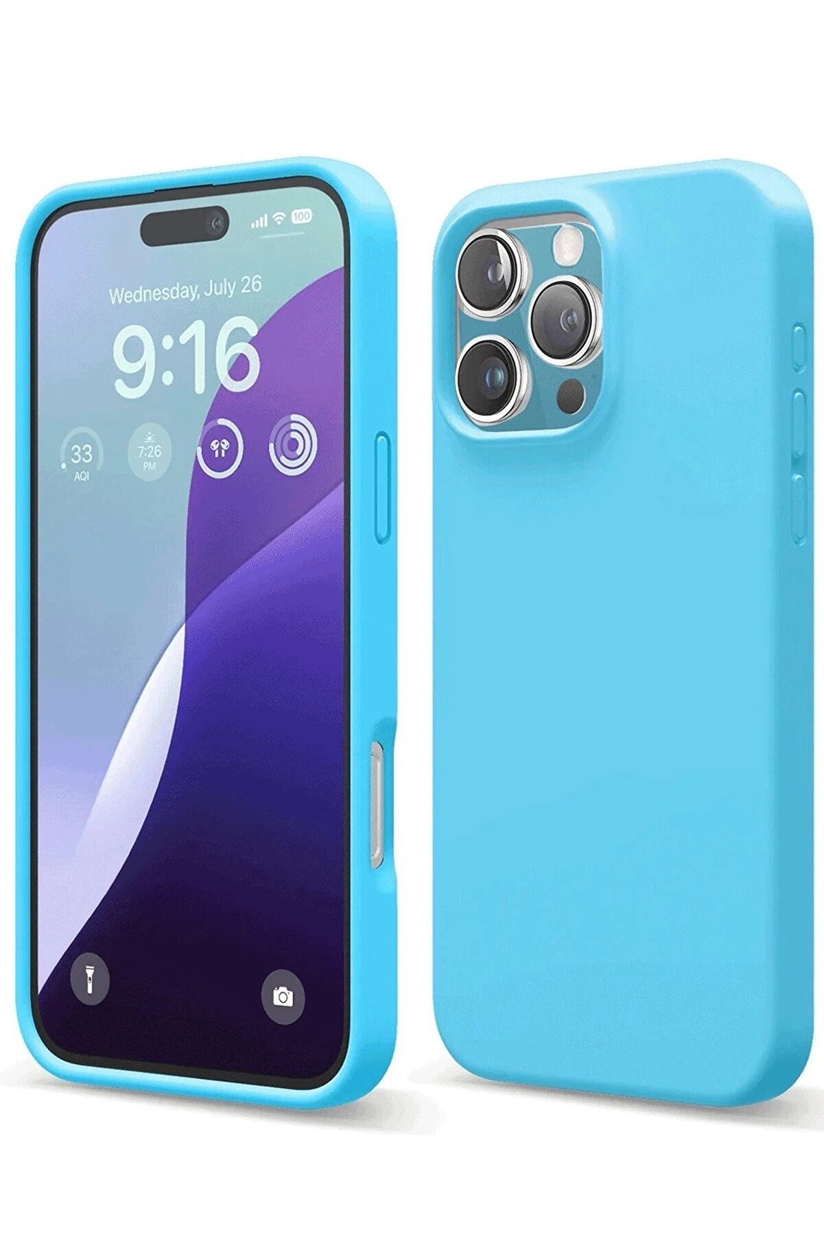 CepteToptan iPhone 16 Pro Max Kılıf Nano içi Kadife Silikon - Mavi - DROPX4025-2877