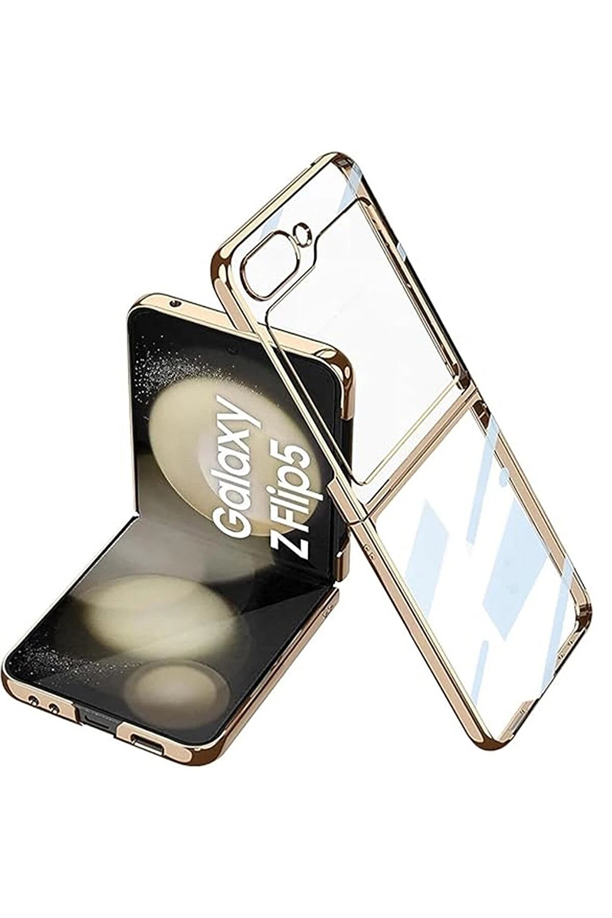 CepteToptan Samsung Galaxy Z Flip 5 Kılıf Fold Element Kapak - Gold - DROPX2007-6004