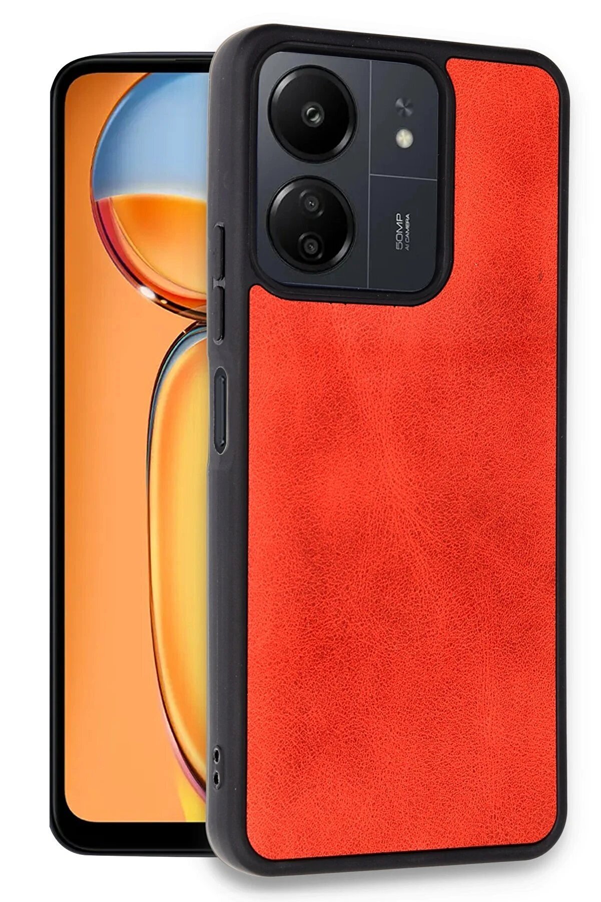 Xi̇aomi̇ Redmi̇ 13C Kılıf Aras Deri̇ Kapak - Kırmızı - Dropx5928-5785