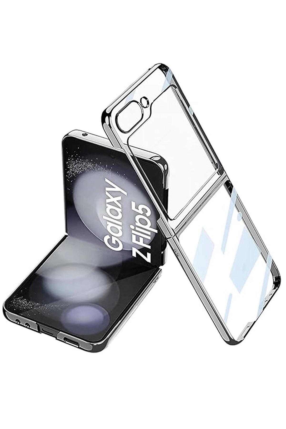 CepteToptan Samsung Galaxy Z Flip 5 Kılıf Fold Element Kapak - G&uuml;m&uuml;ş - DROPX7929-1509