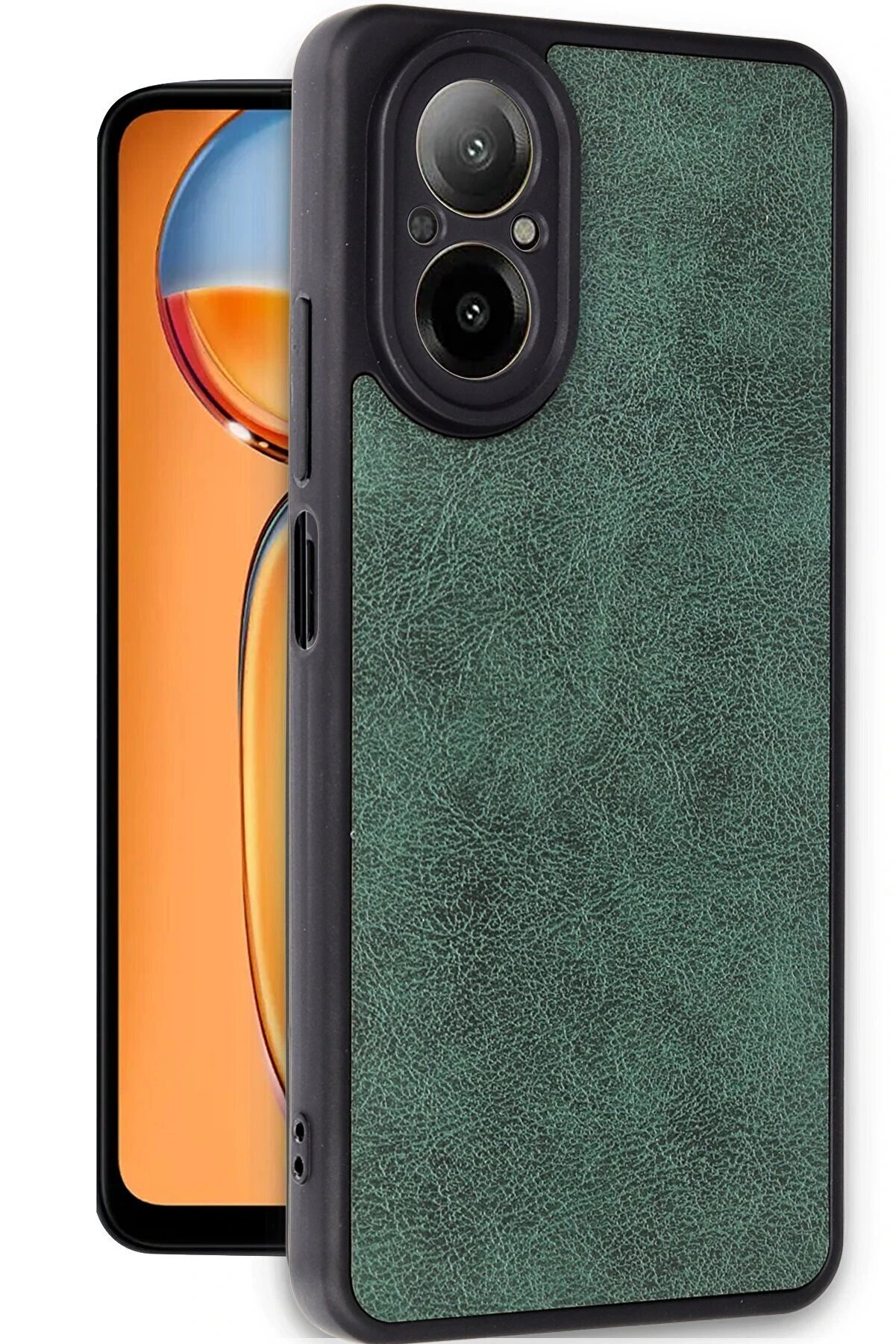 Realme 12 Li̇te Kılıf Aras Deri̇ Kapak - Koyu Yeşi̇l - Dropx4626-1678