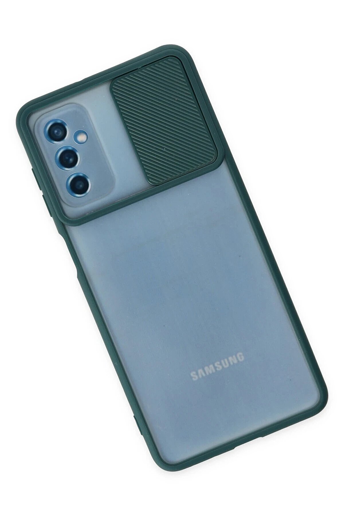 Samsung Galaxy M52 5G Kılıf Palm Buzlu Kamera S&uuml;rg&uuml;l&uuml; Si̇li̇kon - Yeşi̇l - Dropx9653-5733