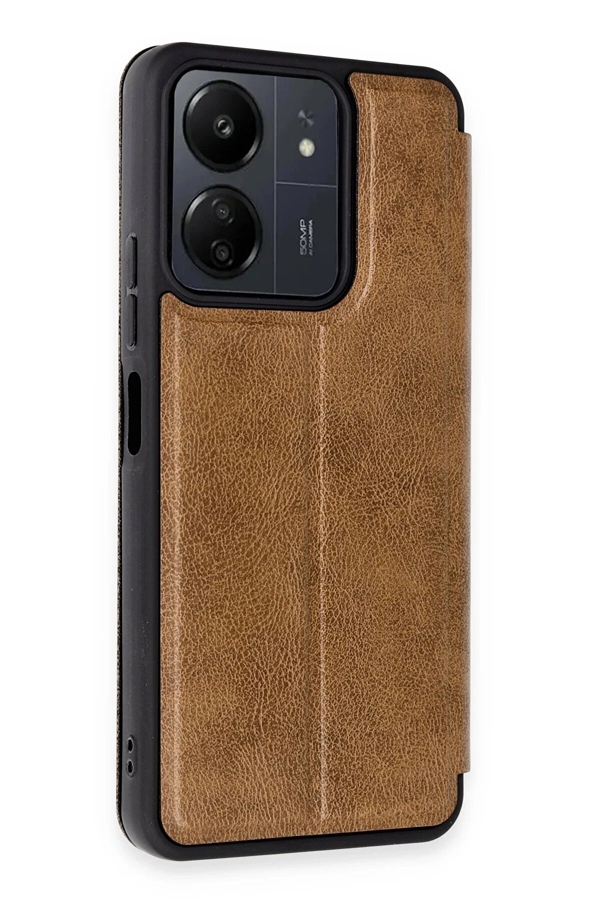 Xi̇aomi̇ Redmi̇ 13C Kılıf Fli̇p Cover - Taba - Dropx6567-5797