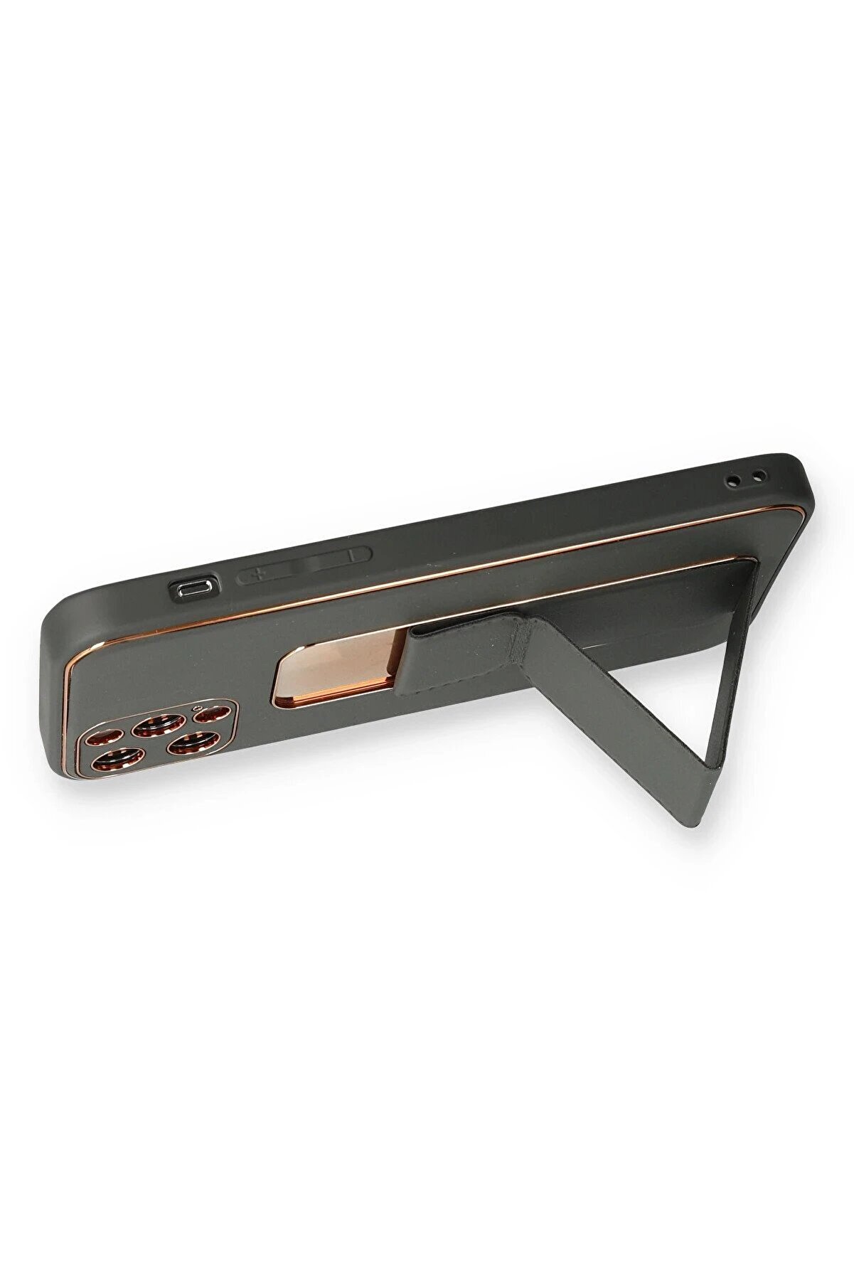 İphone 12 Pro Kılıf Coco Deri̇ Standlı Kapak - Füme - Dropx5385-1528