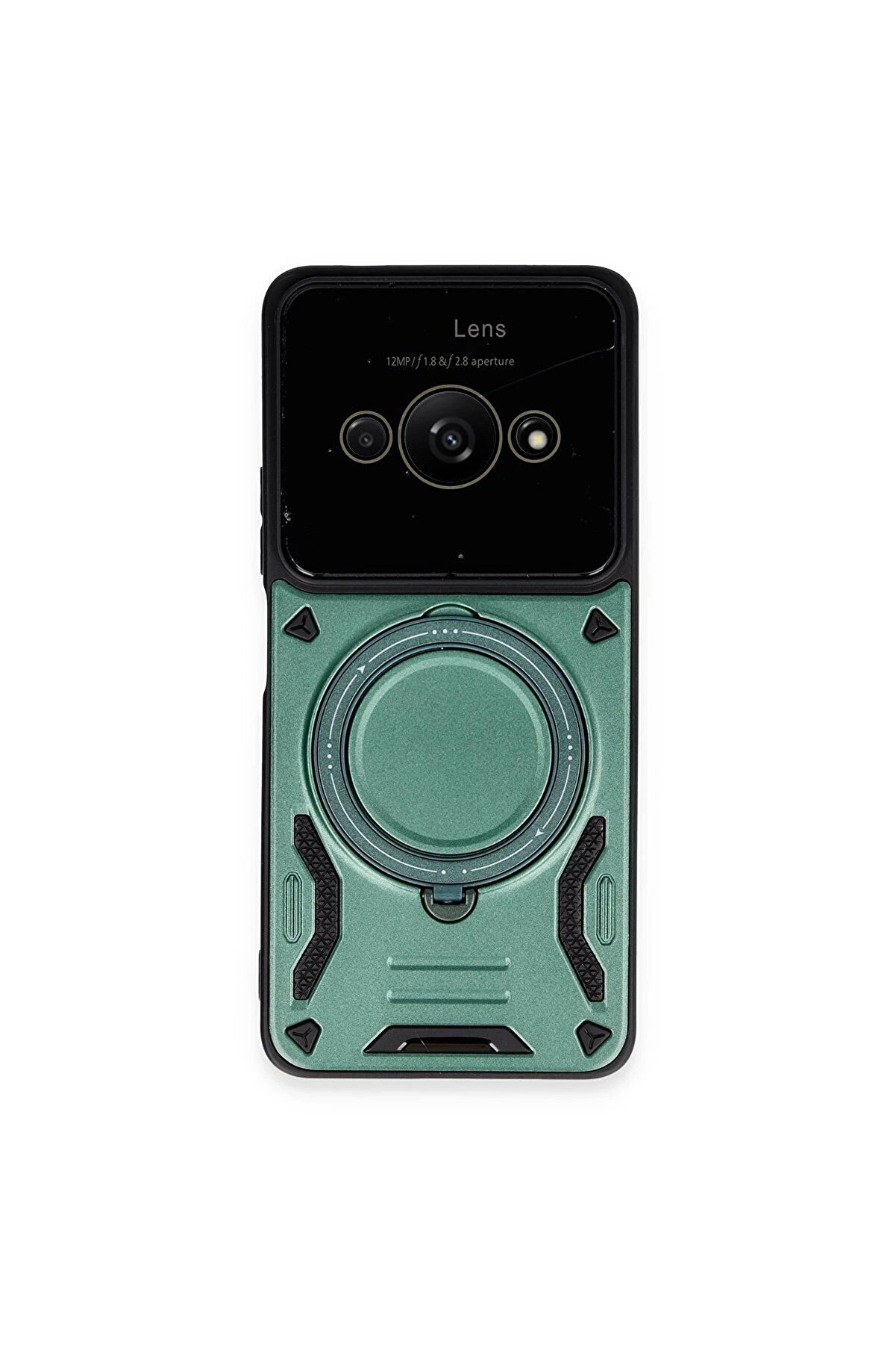 CepteToptan Xiaomi Poco C61 Kılıf Joy Lens Standlı Kapak - Koyu Yeşil - DROPX4861-8909