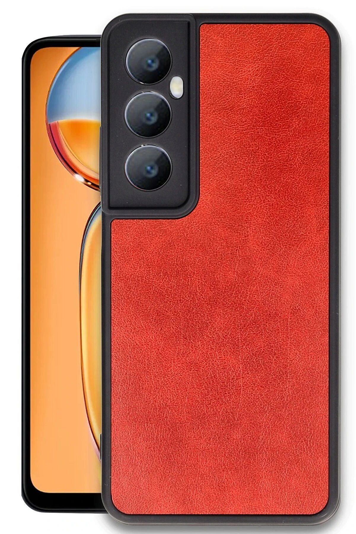 CepteToptan Realme C65 Kılıf Aras Deri Kapak - Kırmızı - DROPX7036-8376