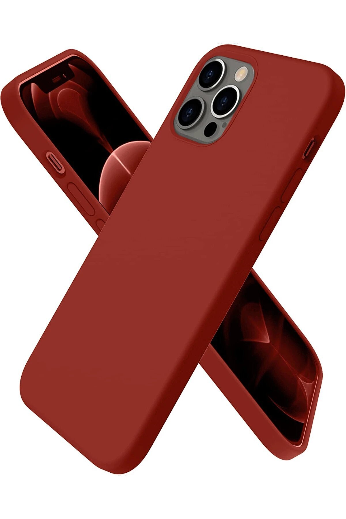 CepteToptan iPhone 12 Pro Max Kılıf First Silikon - Bordo - DROPX6614-5416