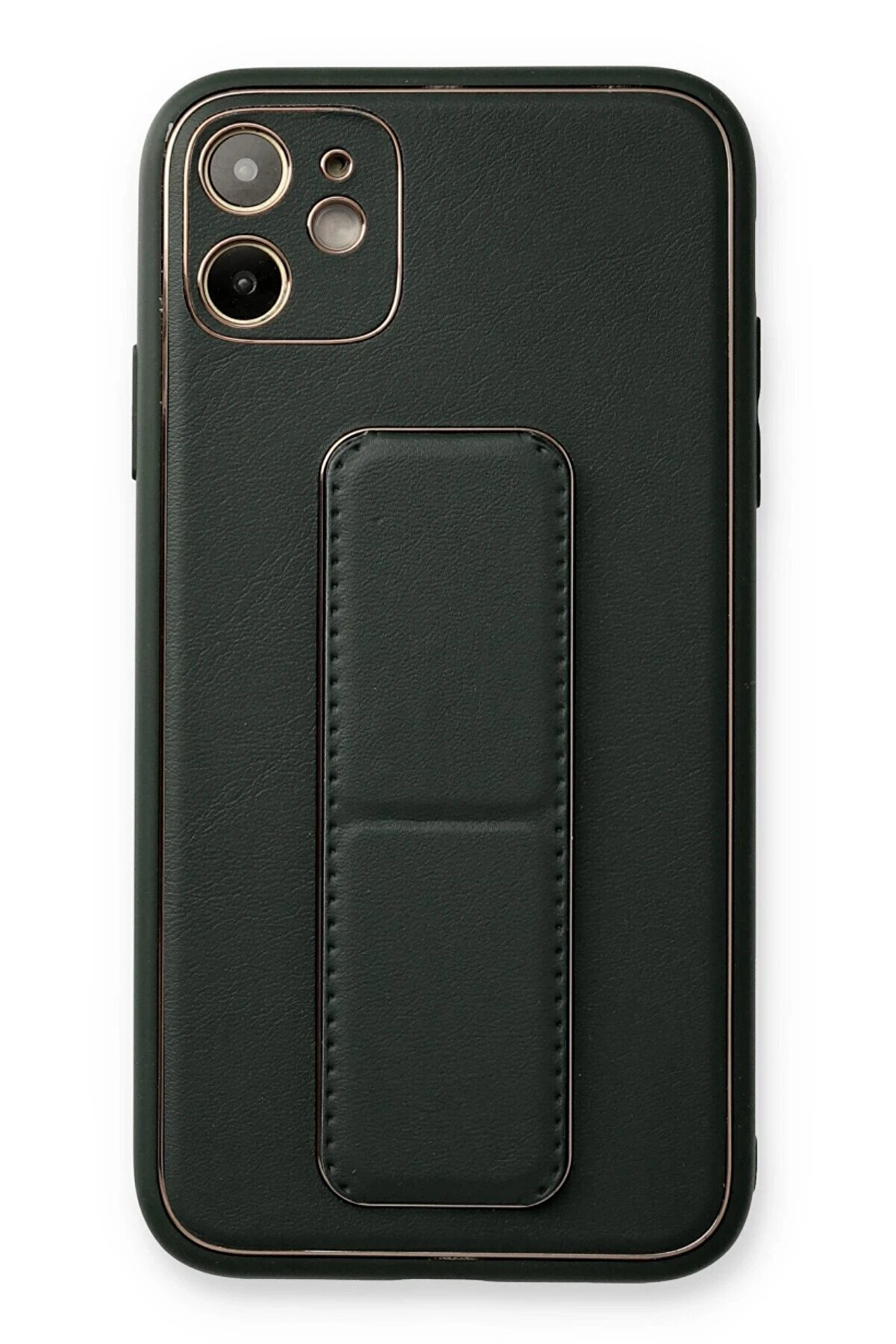 CepteToptan iPhone 12 Kılıf Coco Deri Standlı Kapak - Füme - DROPX8031-1492